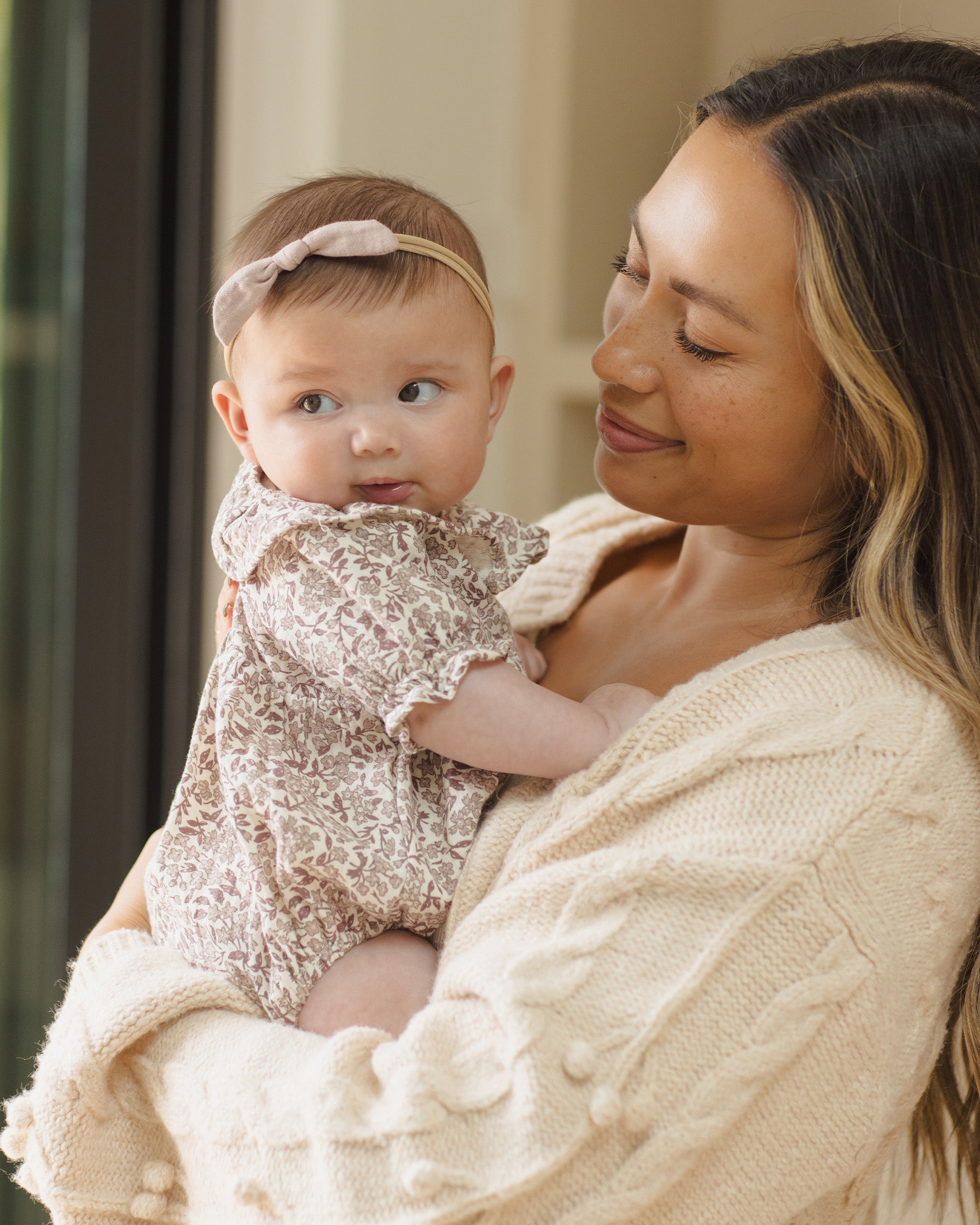 Collared Romper || Mauve Ditsy