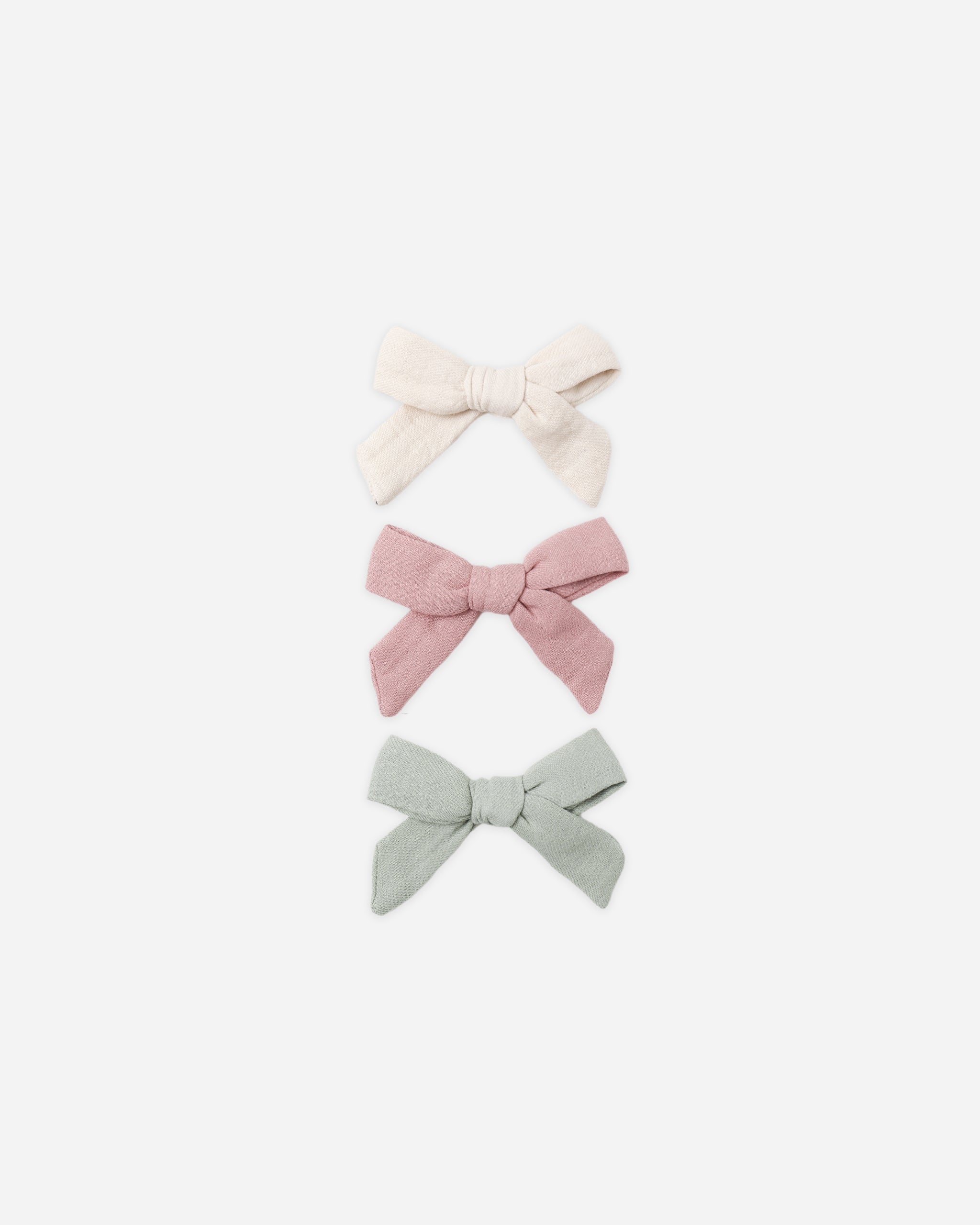 Bow W. Clip, Set Of 3 Natural, Mauve, Sage - Rylee + Cru | Kids Clothes | Trendy Baby Clothes | Modern Infant Outfits |