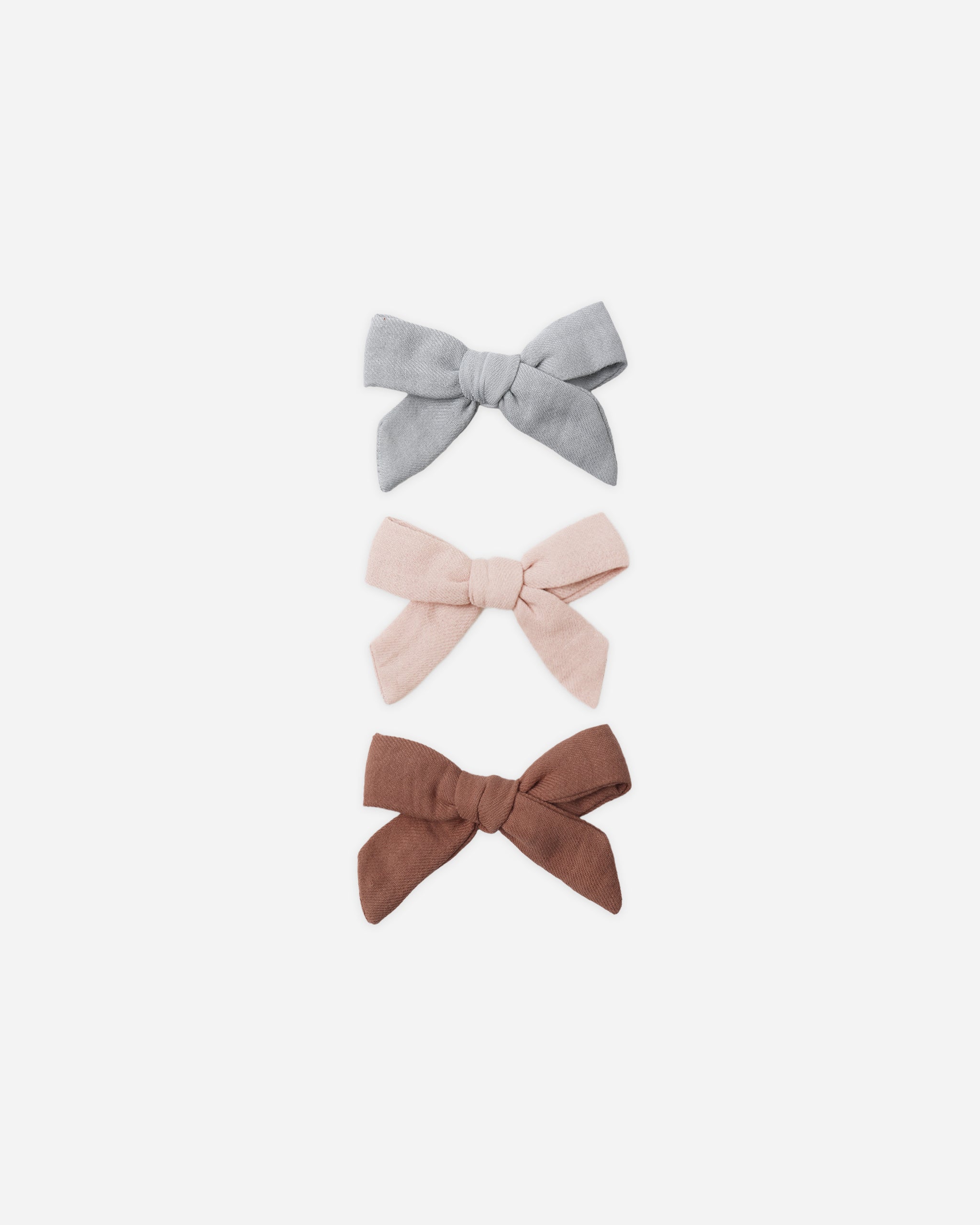 Bow W. Clip, Set Of 3 Sky, Blush, Poppy - Rylee + Cru | Kids Clothes | Trendy Baby Clothes | Modern Infant Outfits |