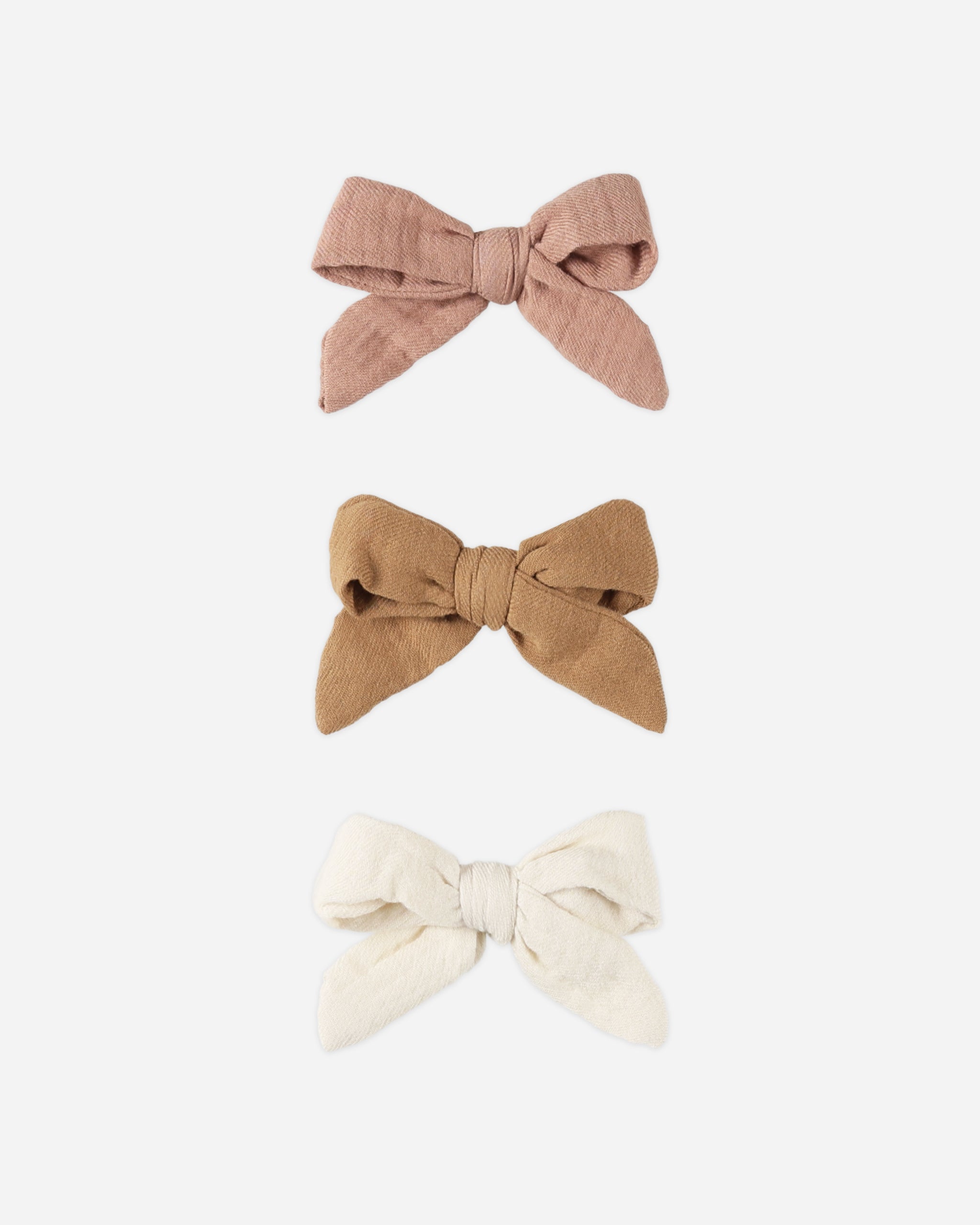 Bow W. Clip, Set of 3 || Rose, Golden, Natural