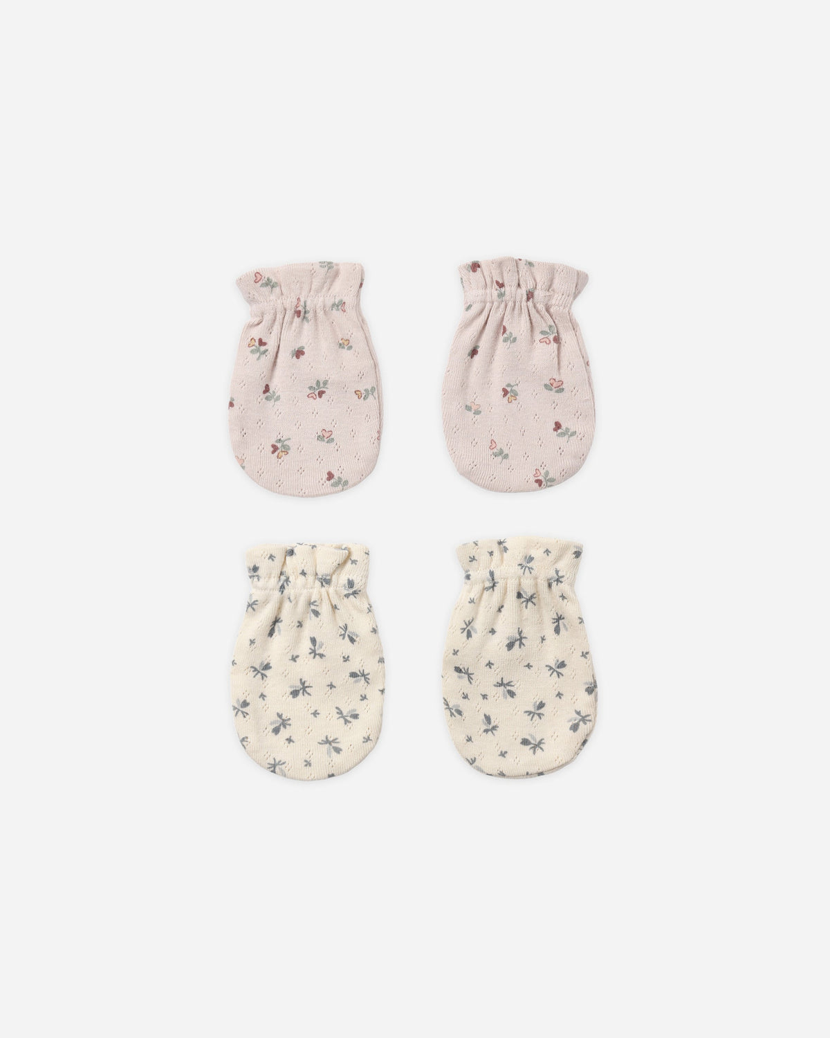 No Scratch Mittens, Set Of 2 Blue Ditsy, Heart Ditsy - Rylee + Cru | Kids Clothes | Trendy Baby Clothes | Modern Infant Outfits |