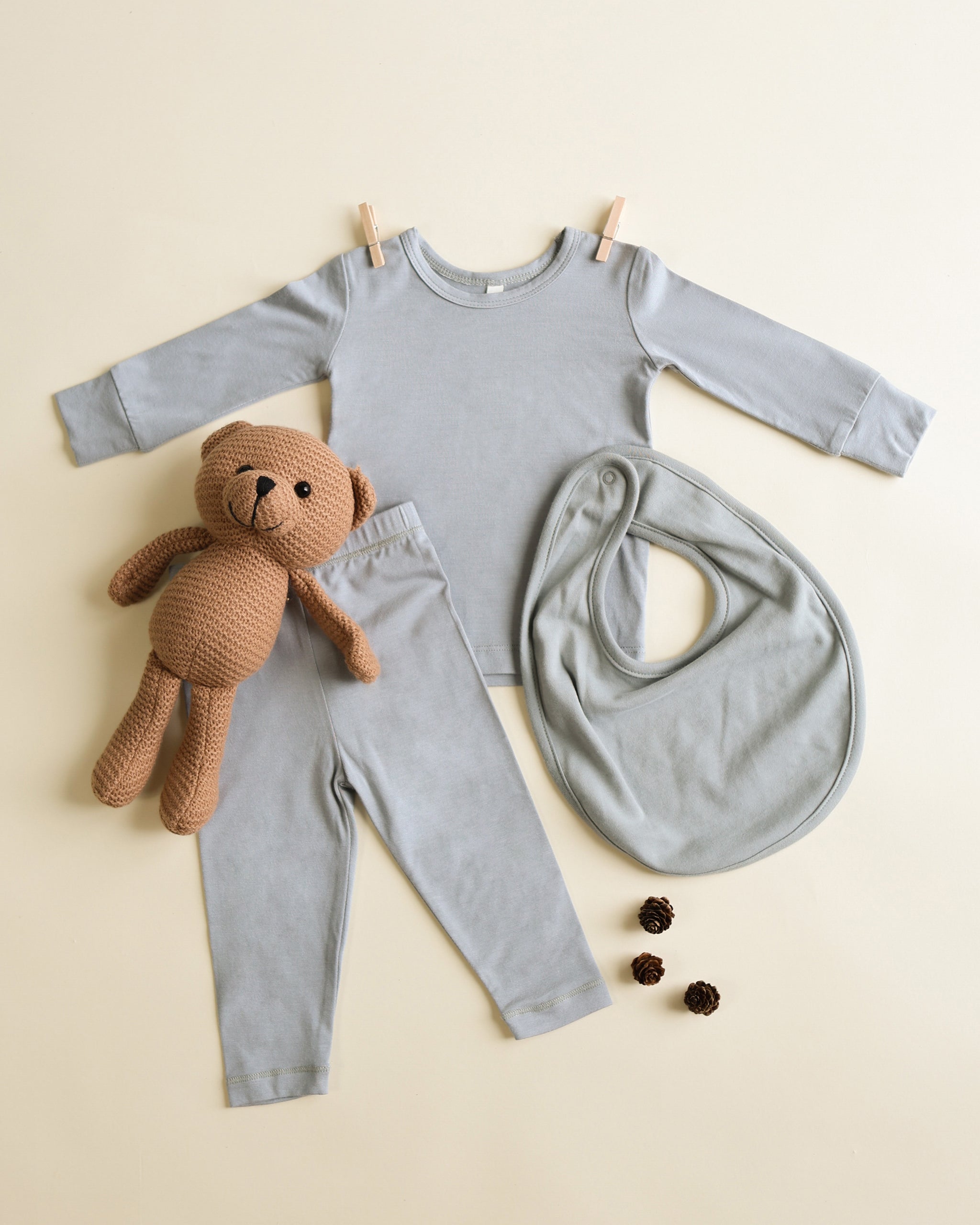 Jersey Snap Bib, 2 Pack || Bears, Steel Blue