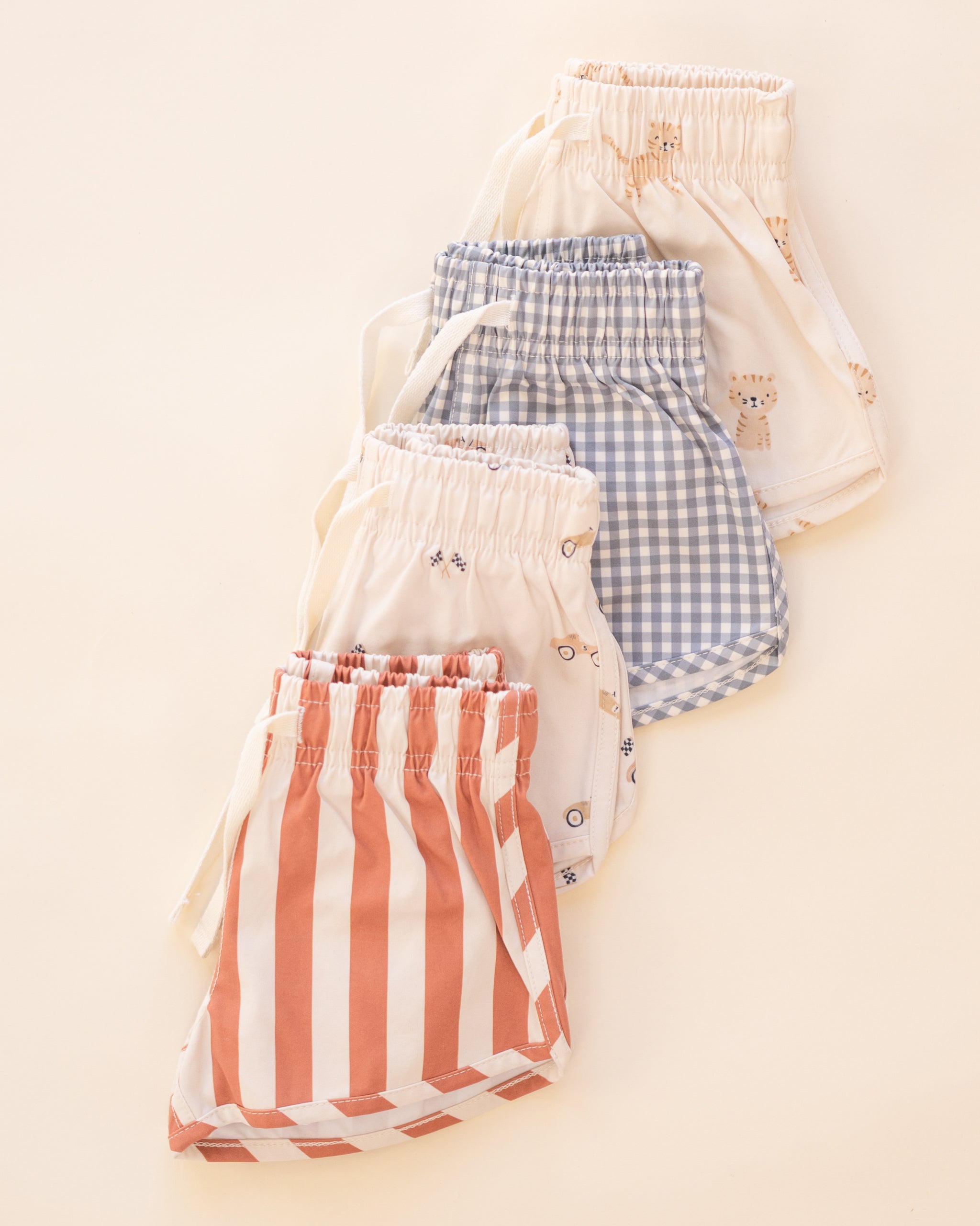 Boys Swim Short Retro Poppy Stripe - Rylee + Cru | Kids Clothes | Trendy Baby Clothes | Modern Infant Outfits |