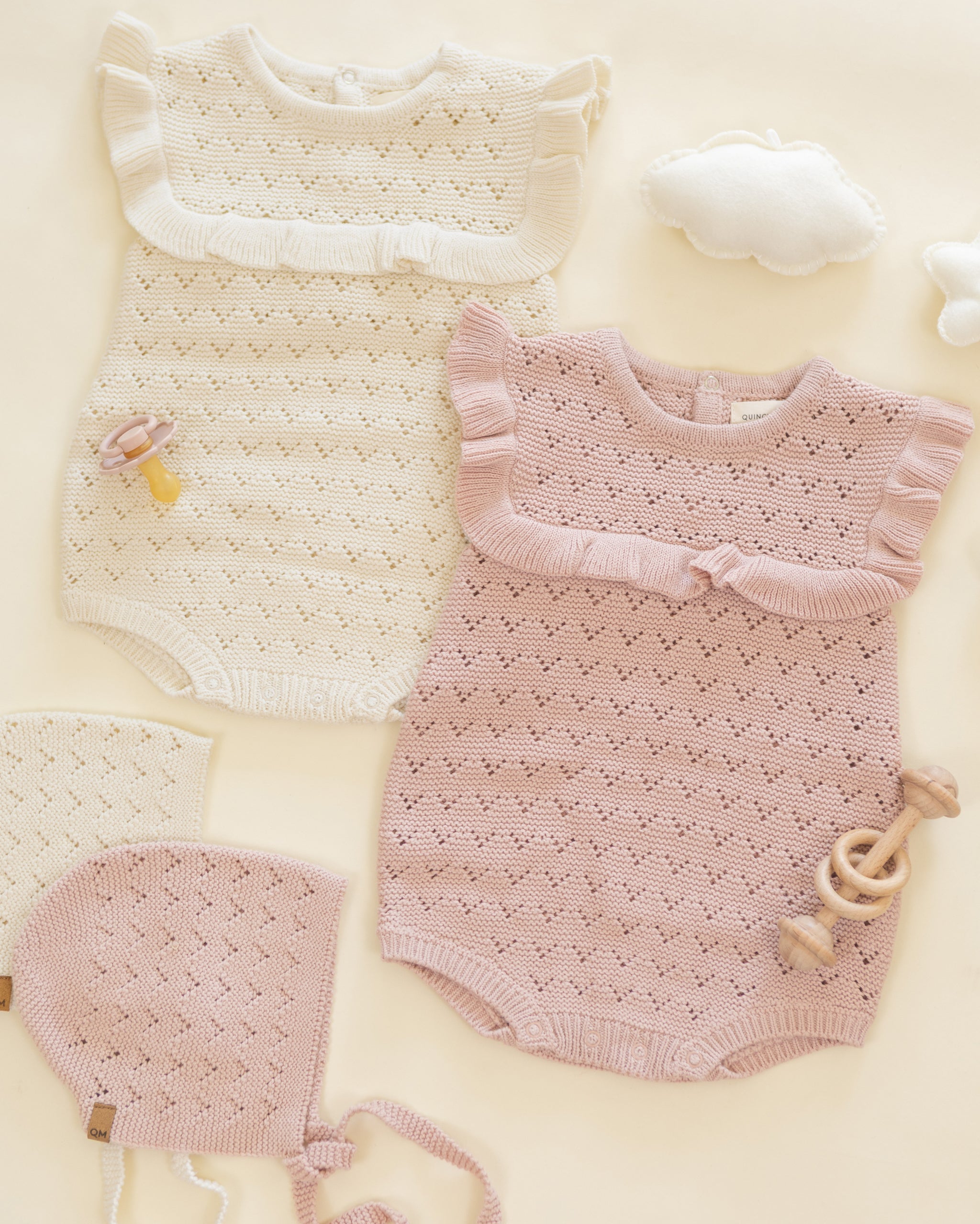 Pointelle Ruffle Romper Natural - Rylee + Cru | Kids Clothes | Trendy Baby Clothes | Modern Infant Outfits |