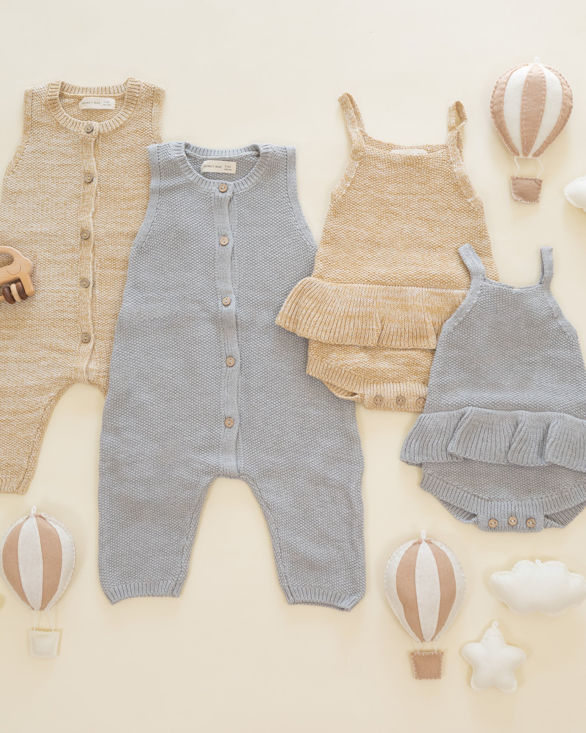 Knit Jumpsuit Heathered Sky - Rylee + Cru | Kids Clothes | Trendy Baby Clothes | Modern Infant Outfits |