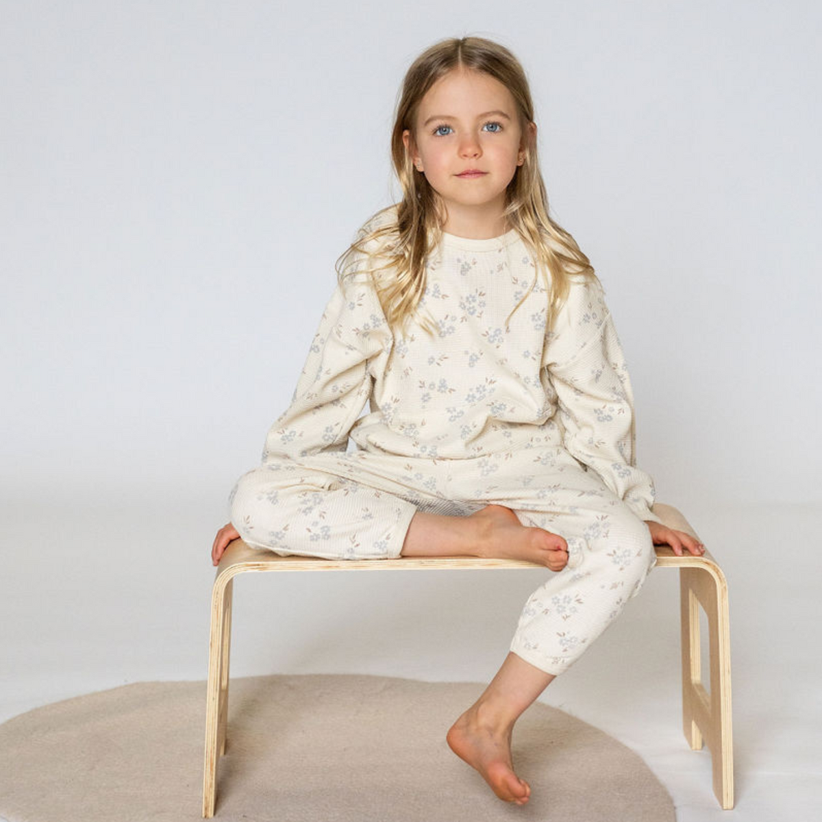 Quincy Mae Waffle Top + Pant Slouch Set - Honey Flower main image 1