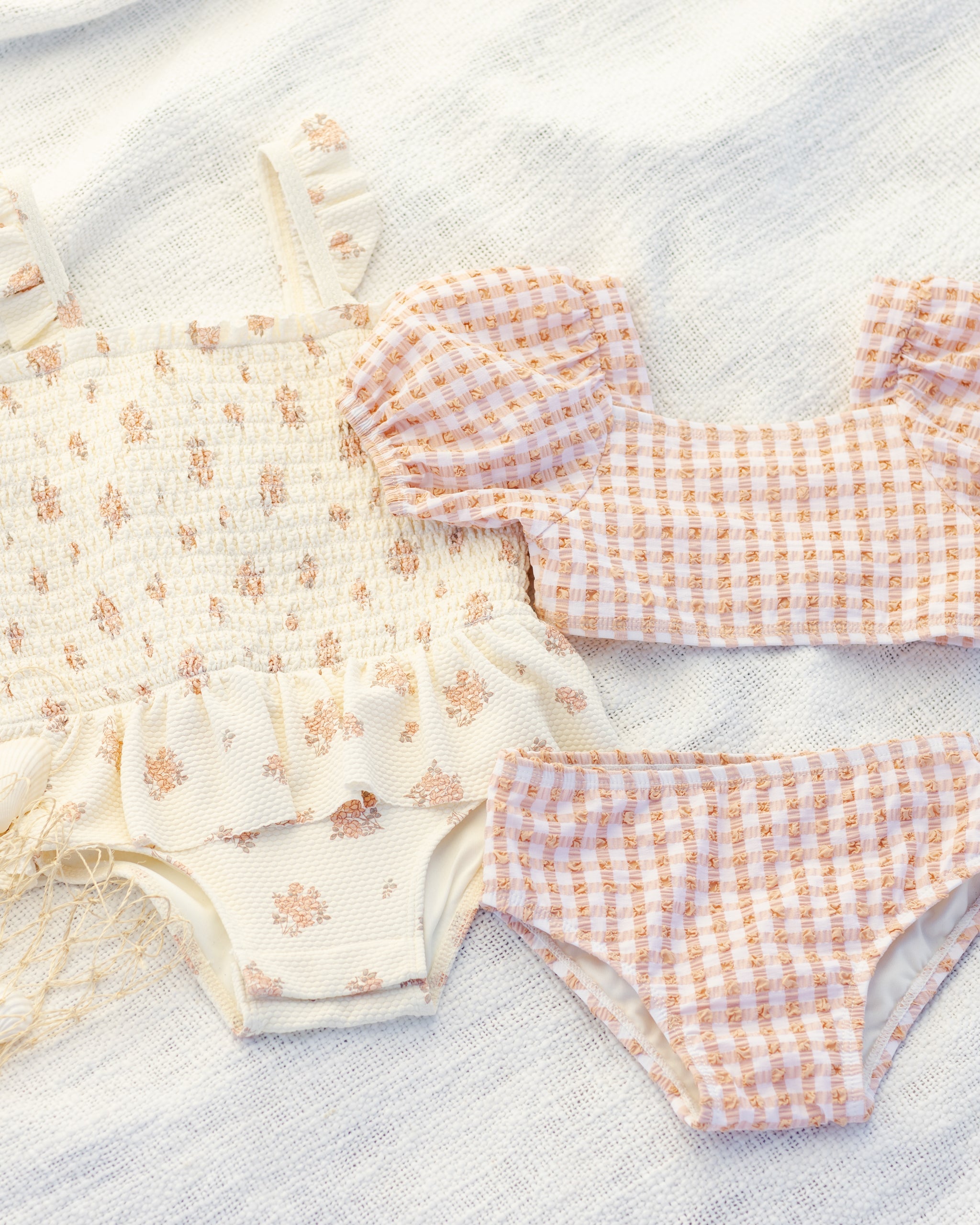 Smocked One-Piece Swimsuit Garden Rose - Rylee + Cru | Kids Clothes | Trendy Baby Clothes | Modern Infant Outfits |