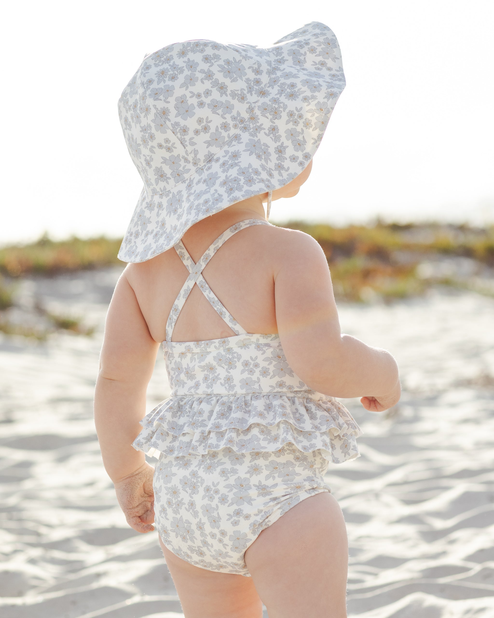 Sun Hat Blue Floral - Rylee + Cru | Kids Clothes | Trendy Baby Clothes | Modern Infant Outfits |