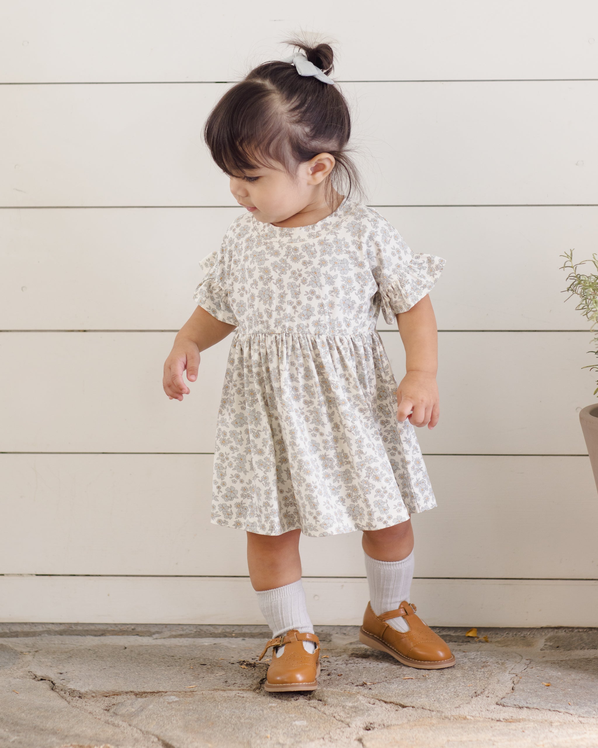 Bamboo Babydoll Dress Blue Floral - Rylee + Cru | Kids Clothes | Trendy Baby Clothes | Modern Infant Outfits |