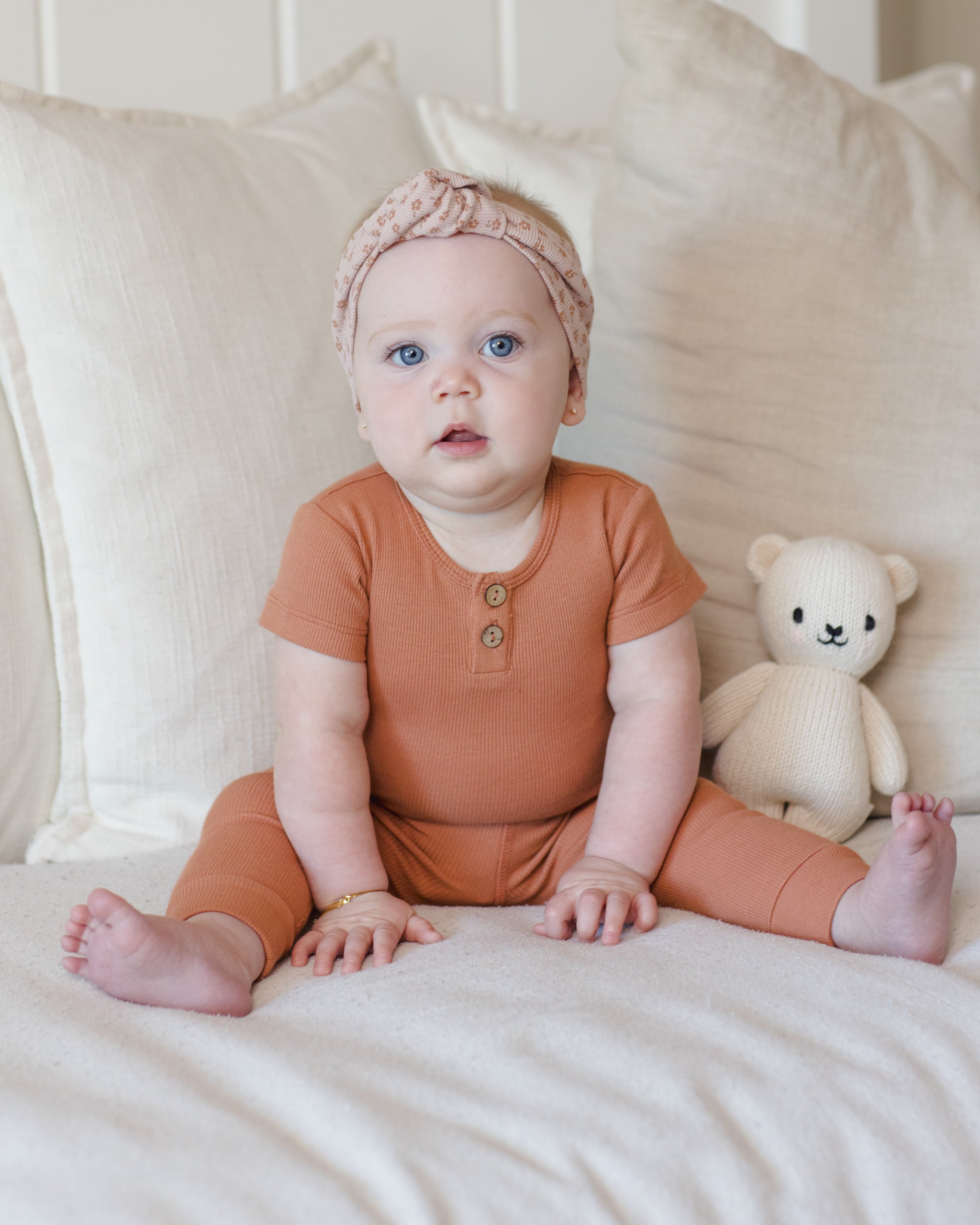 Ribbed Henley Bodysuit Poppy - Rylee + Cru | Kids Clothes | Trendy Baby Clothes | Modern Infant Outfits |