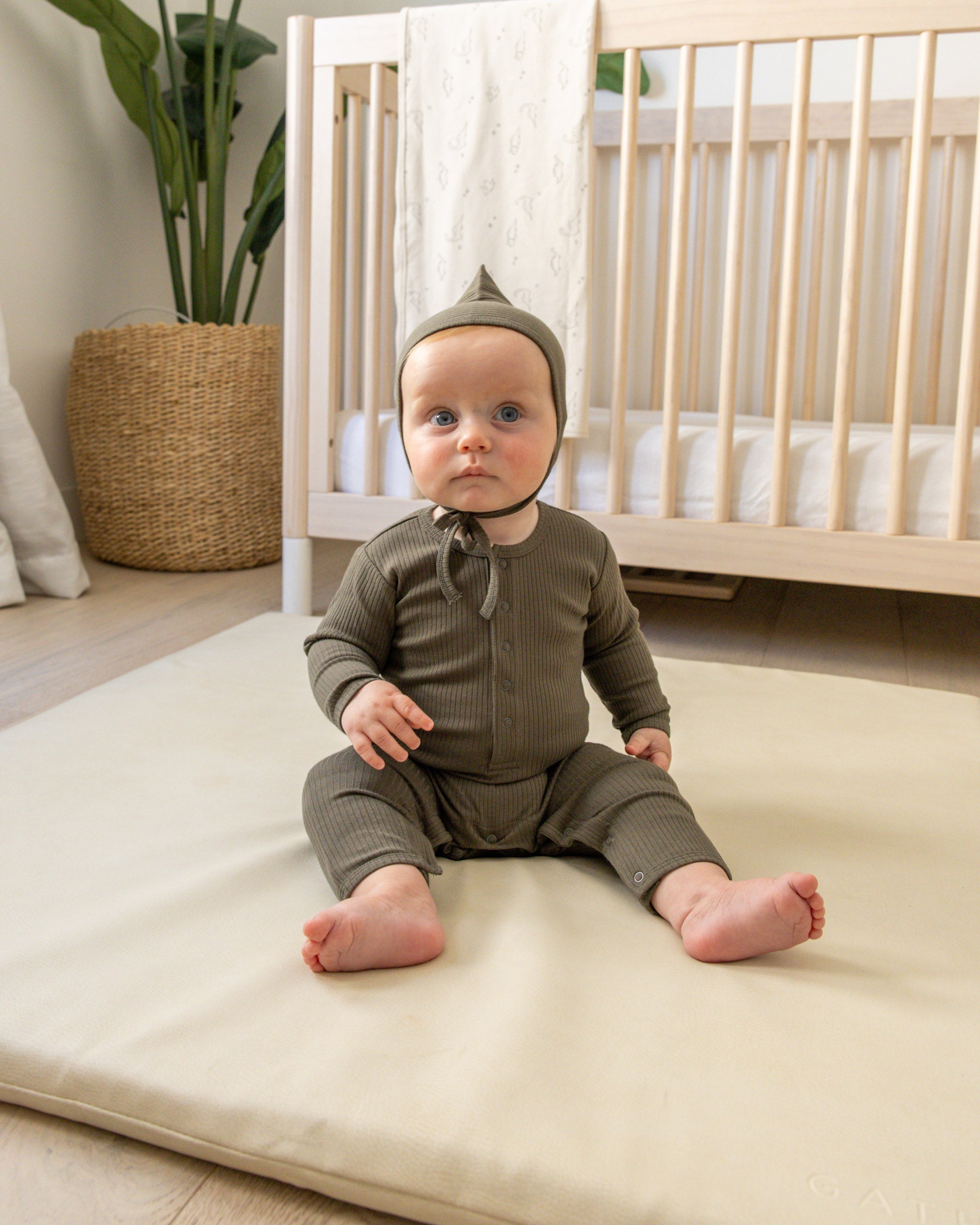 Ribbed Baby Jumpsuit || Forest