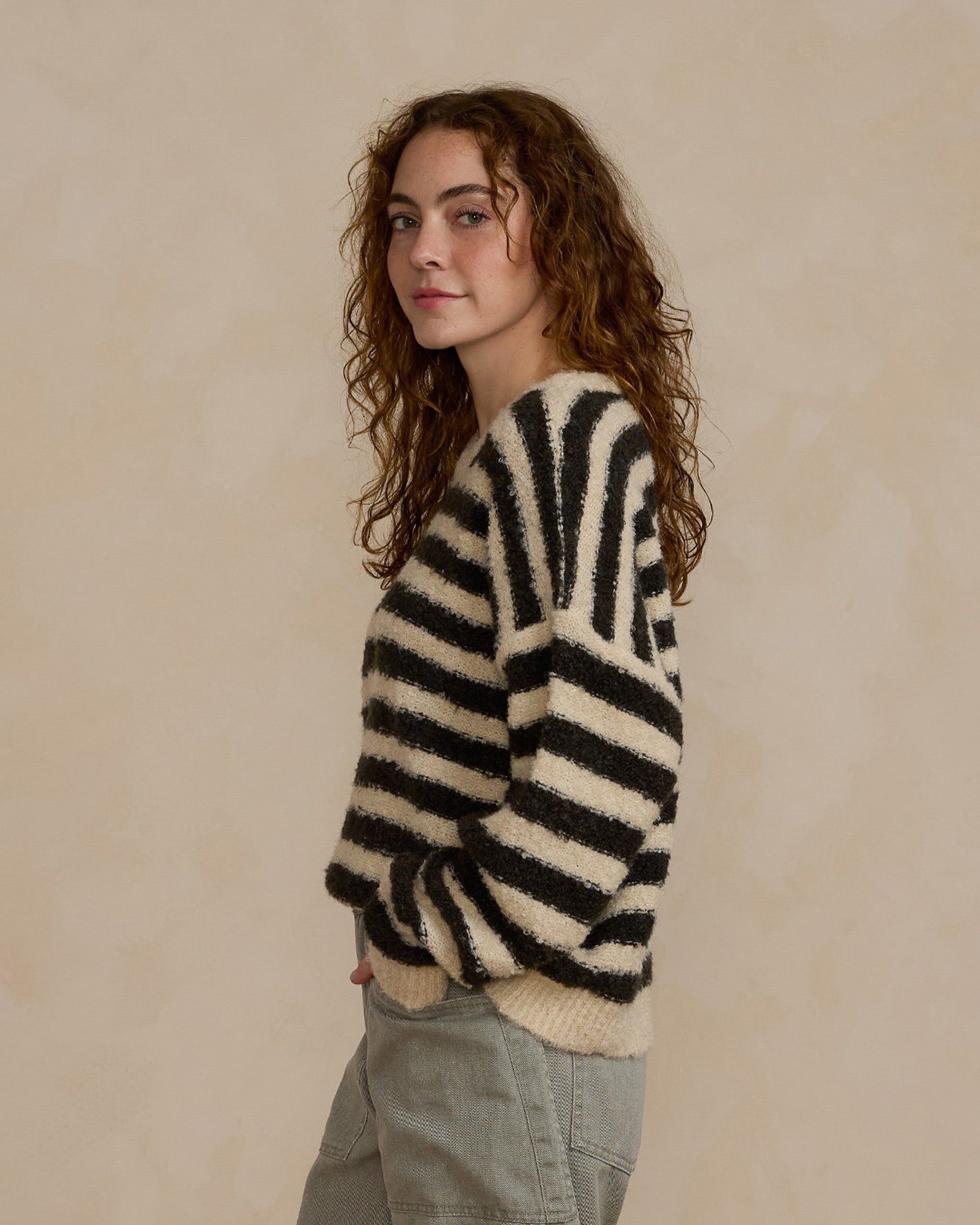 Aspen Sweater | Fuzzy Stripe