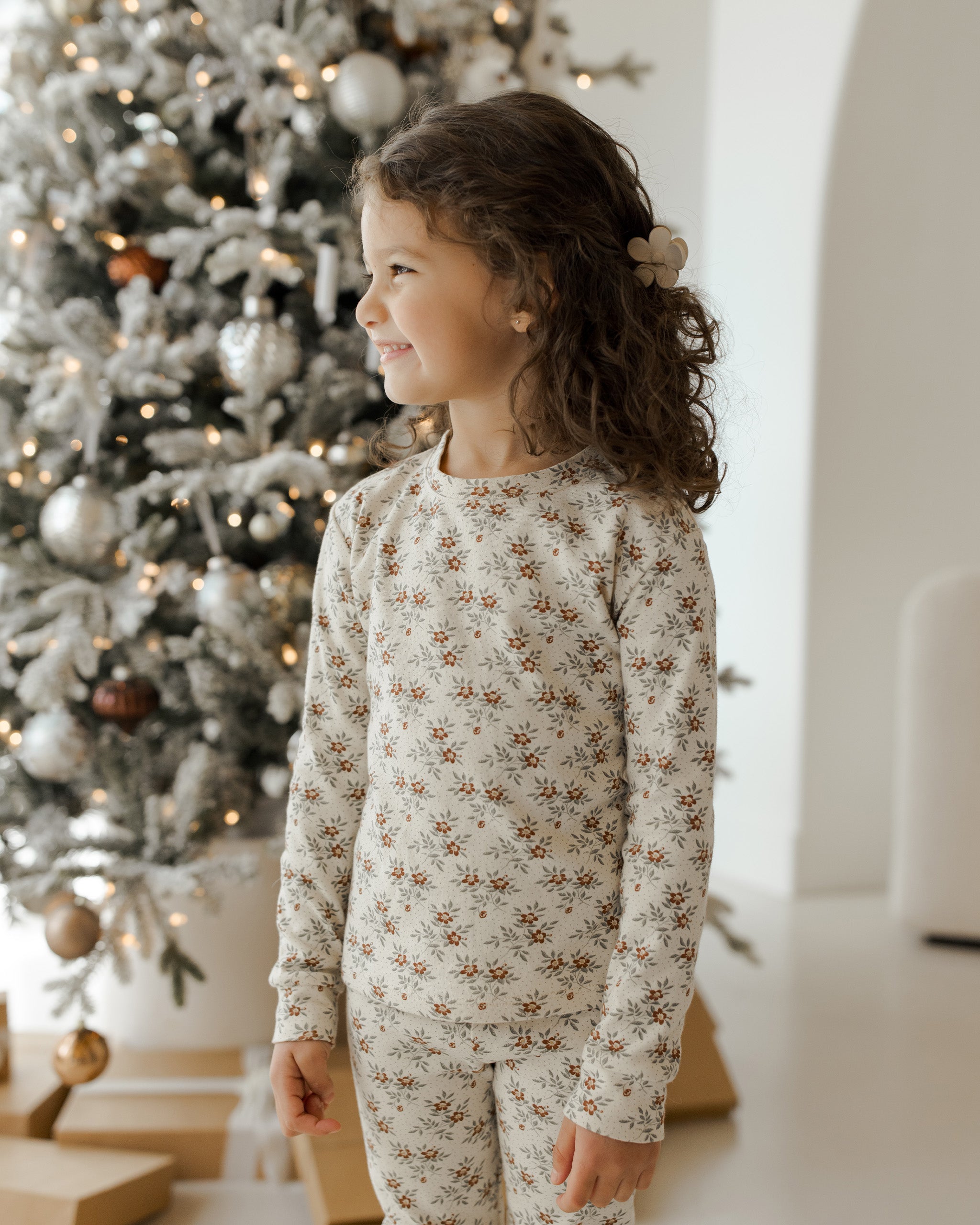 Organic Long Sleeve Pajama Set || Holiday Floral