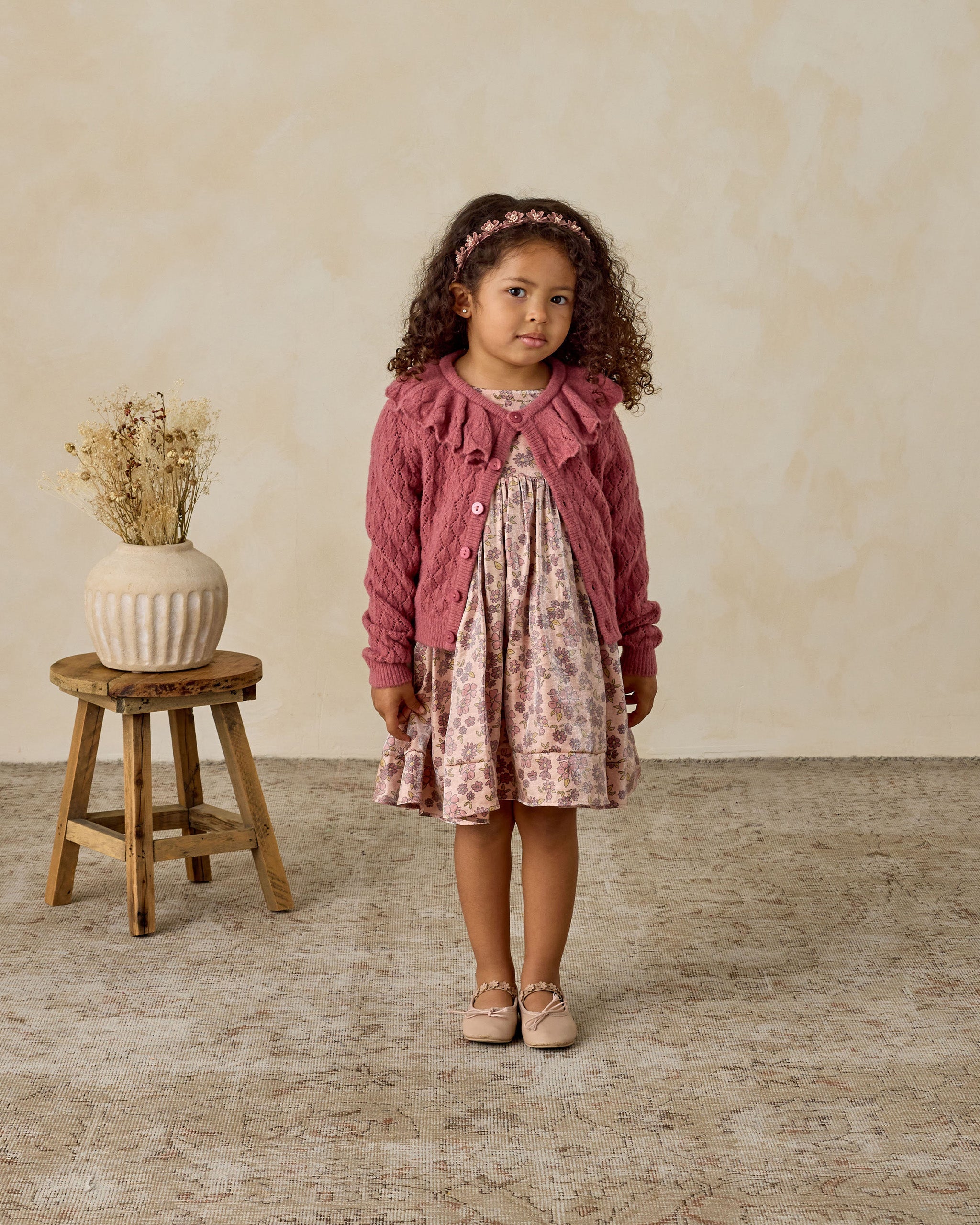 Ruffle Cardigan | Raspberry