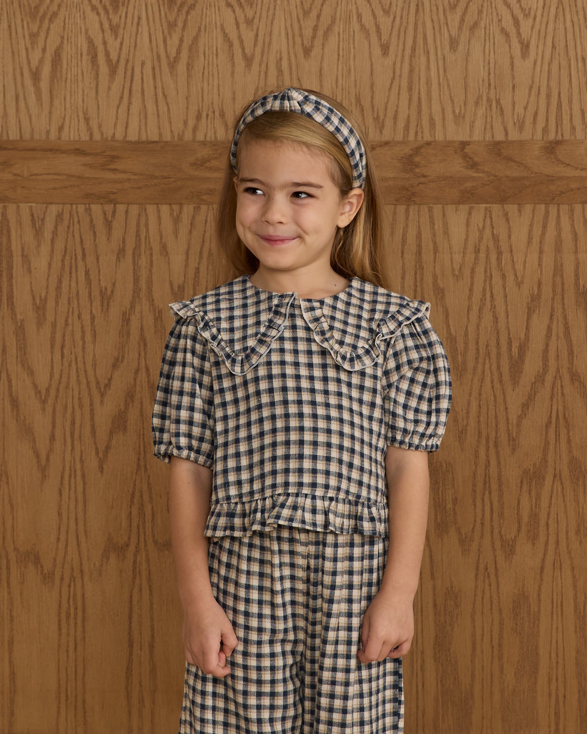 Knotted Headband || Navy Check