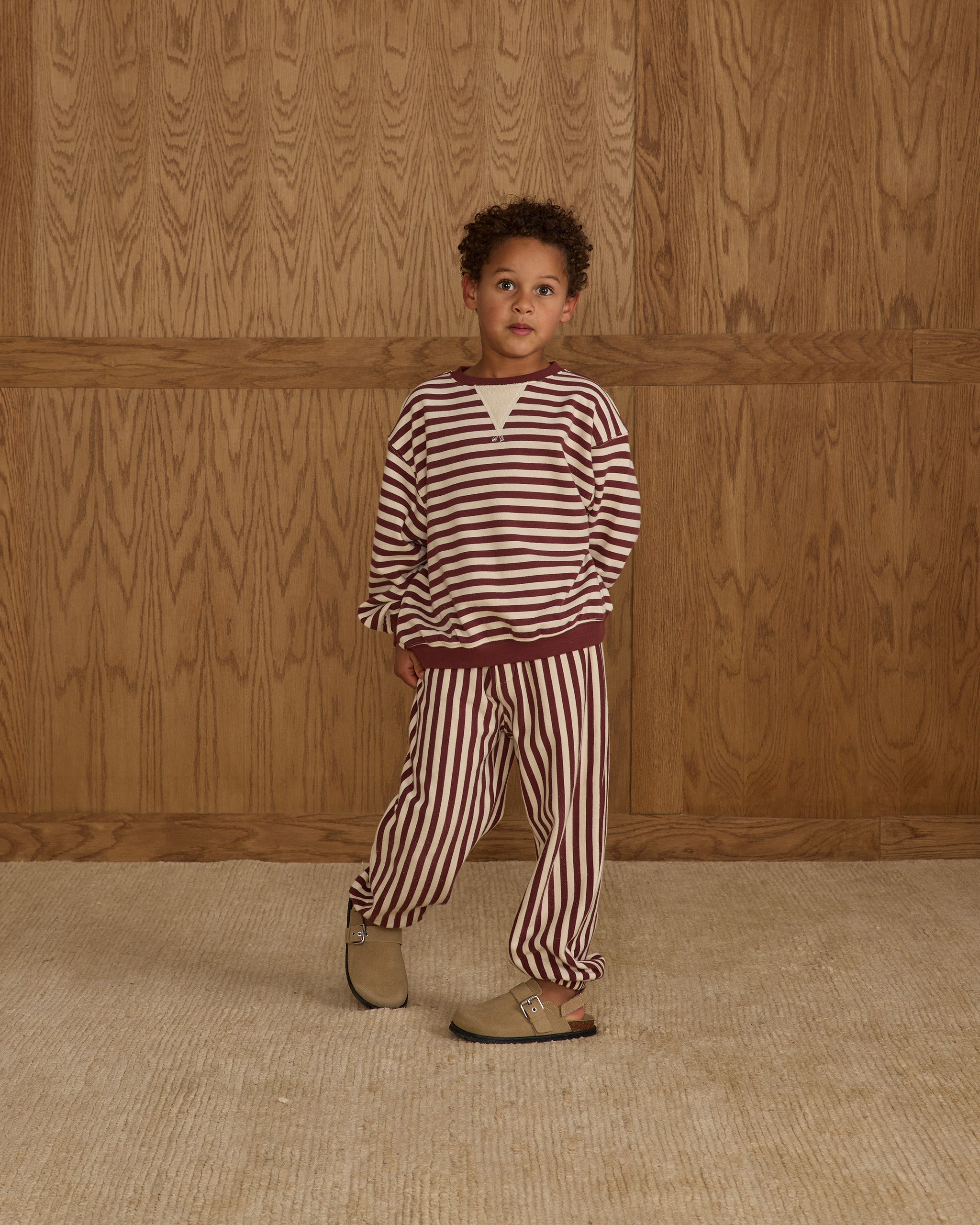 Relaxed Jogger || Burgundy Stripe