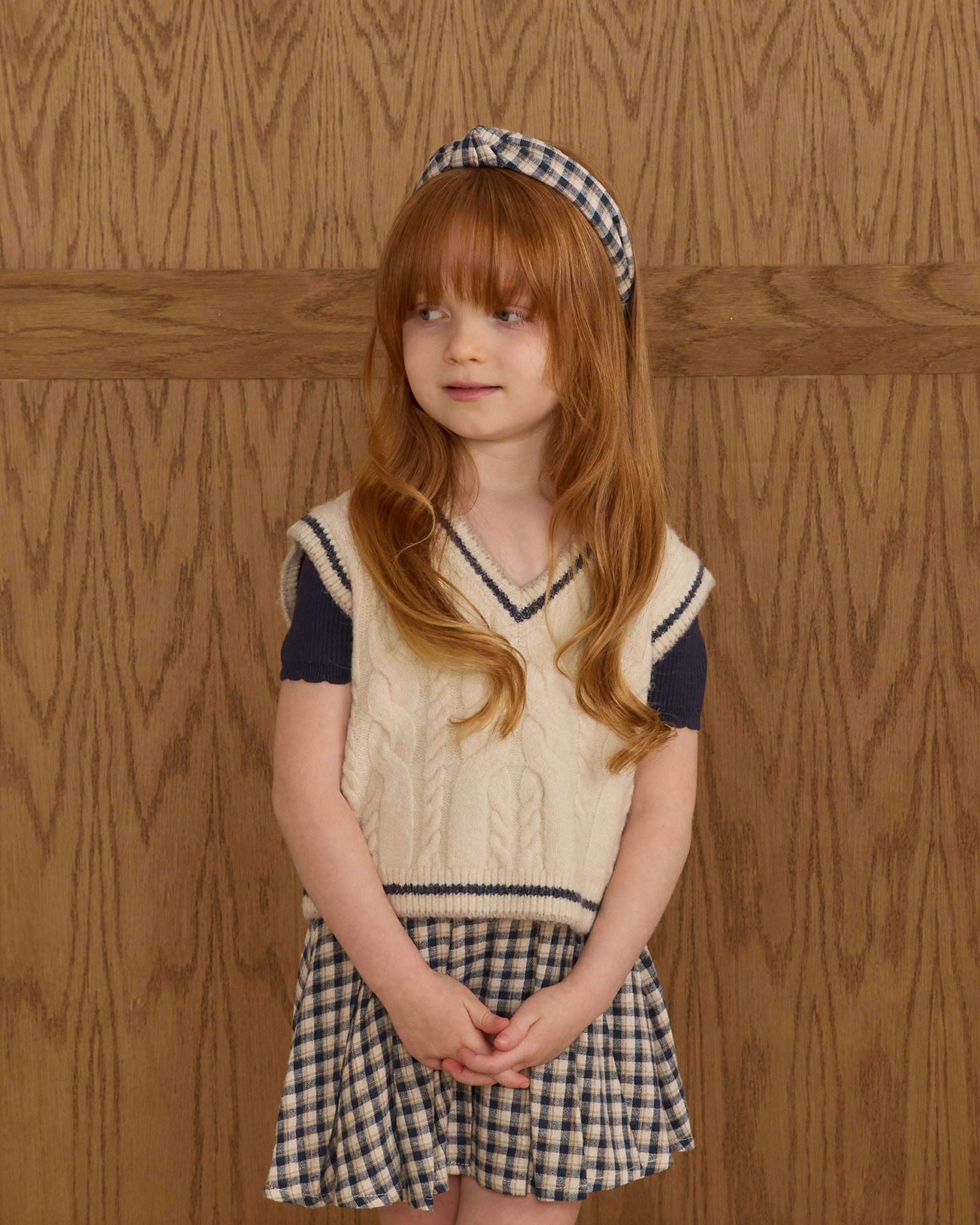 Knotted Headband || Navy Check