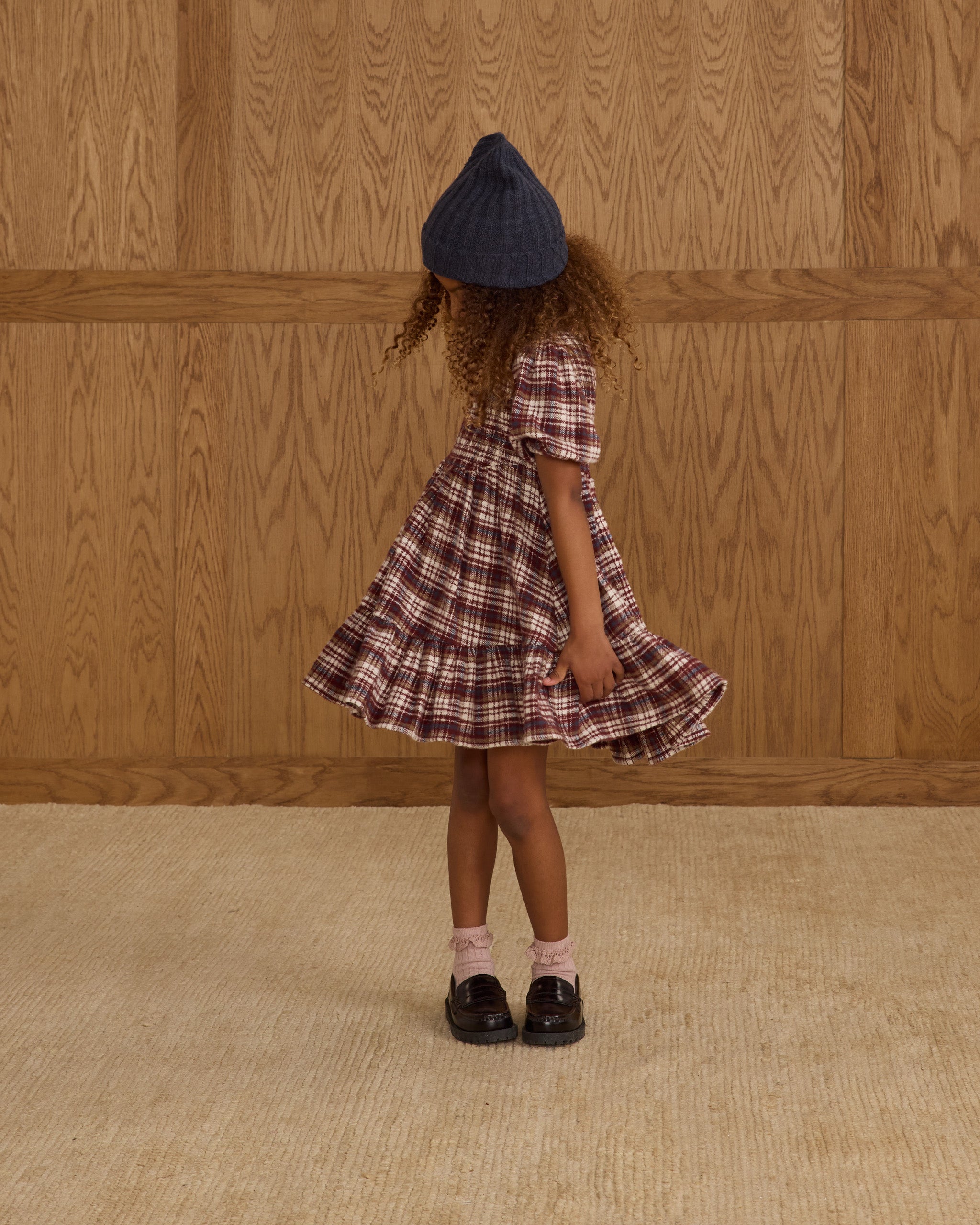 India Dress || Burgundy Plaid