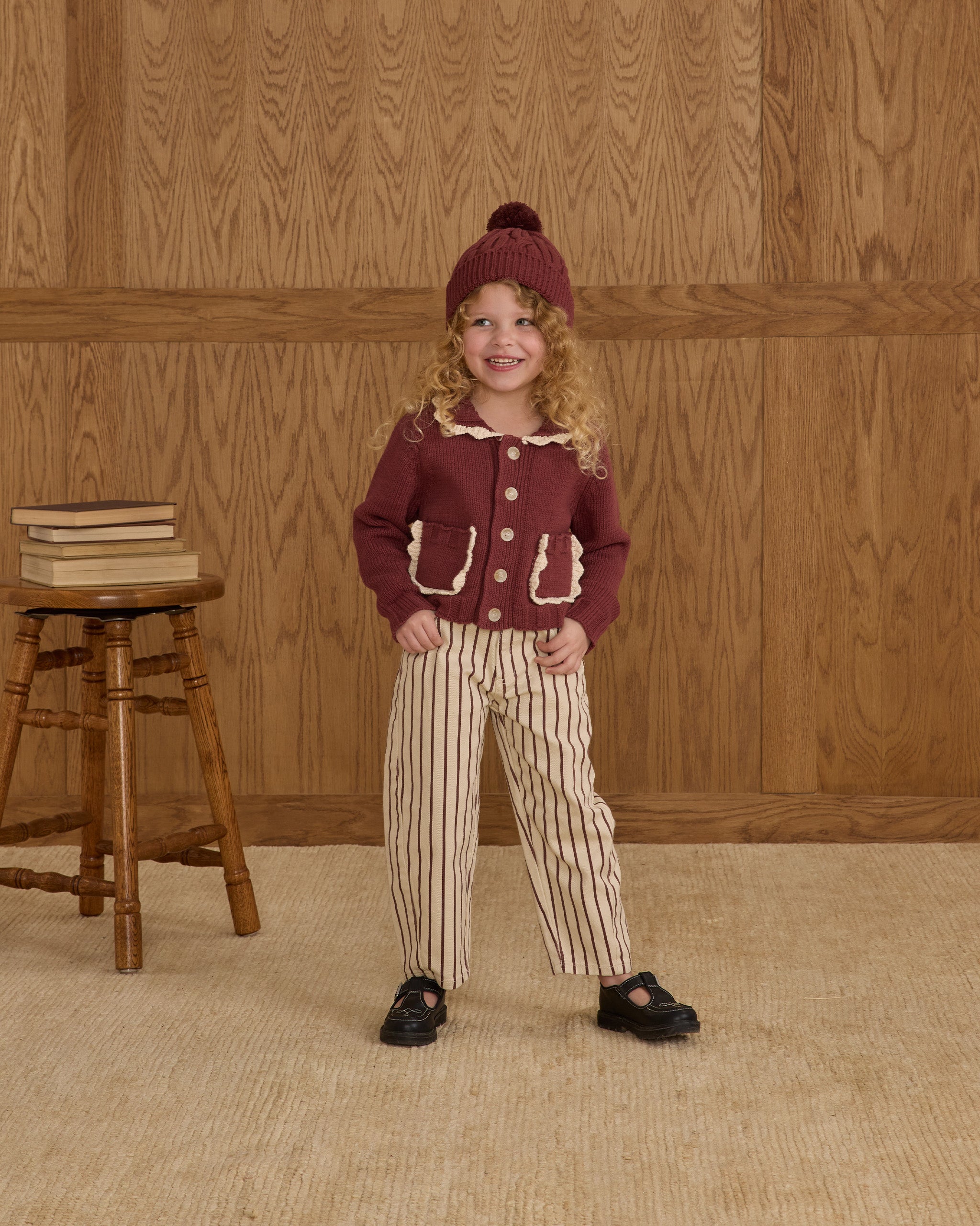 Barrel Pant || Burgundy Pinstripe