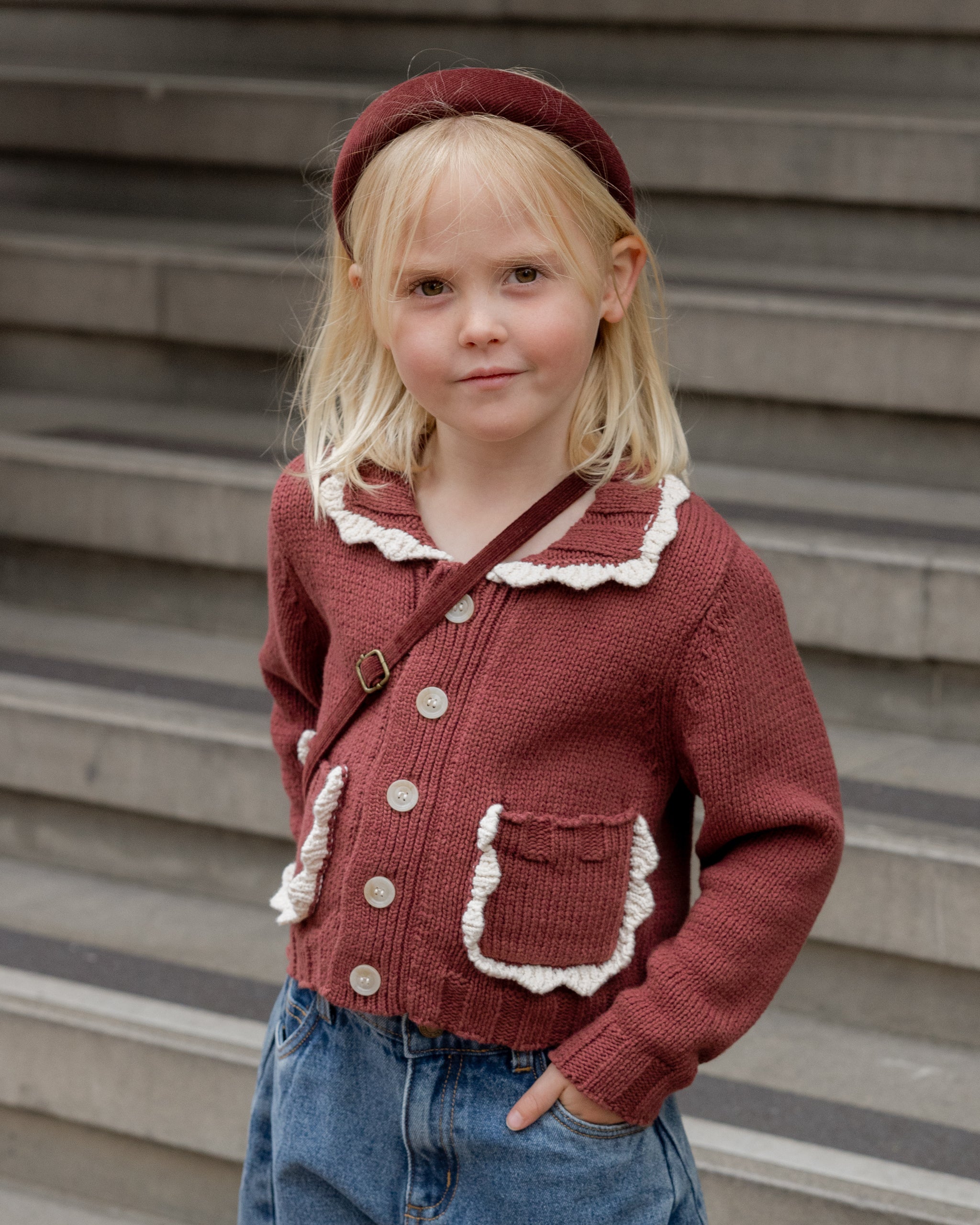 Collared Cardigan || Burgundy