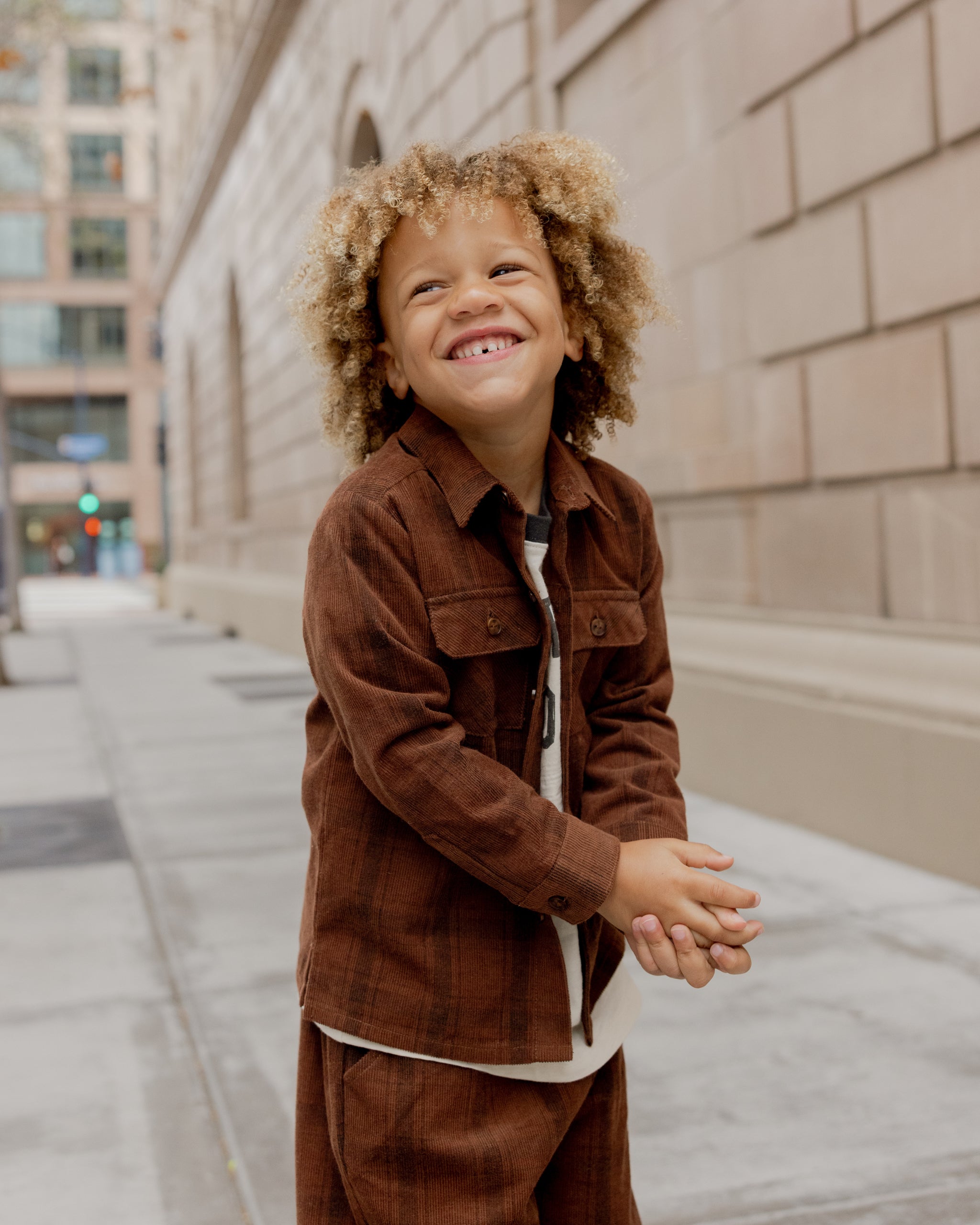 Pocketed Corduroy Shirt || Brown Plaid - Rylee + Cru | Kids Clothes | Trendy Baby Clothes | Modern Infant Outfits |