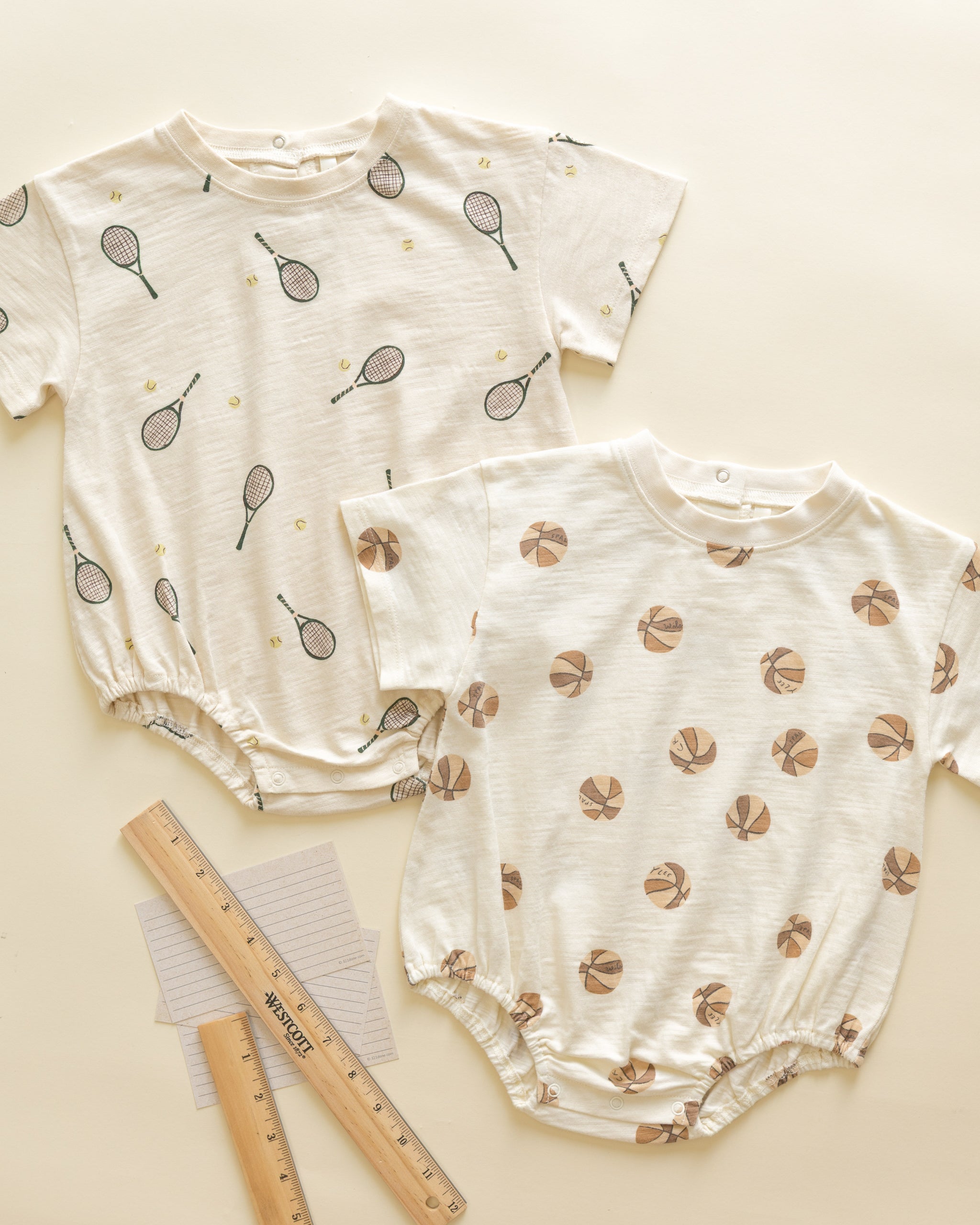 Relaxed Bubble Romper || Basketball - Rylee + Cru | Kids Clothes | Trendy Baby Clothes | Modern Infant Outfits |