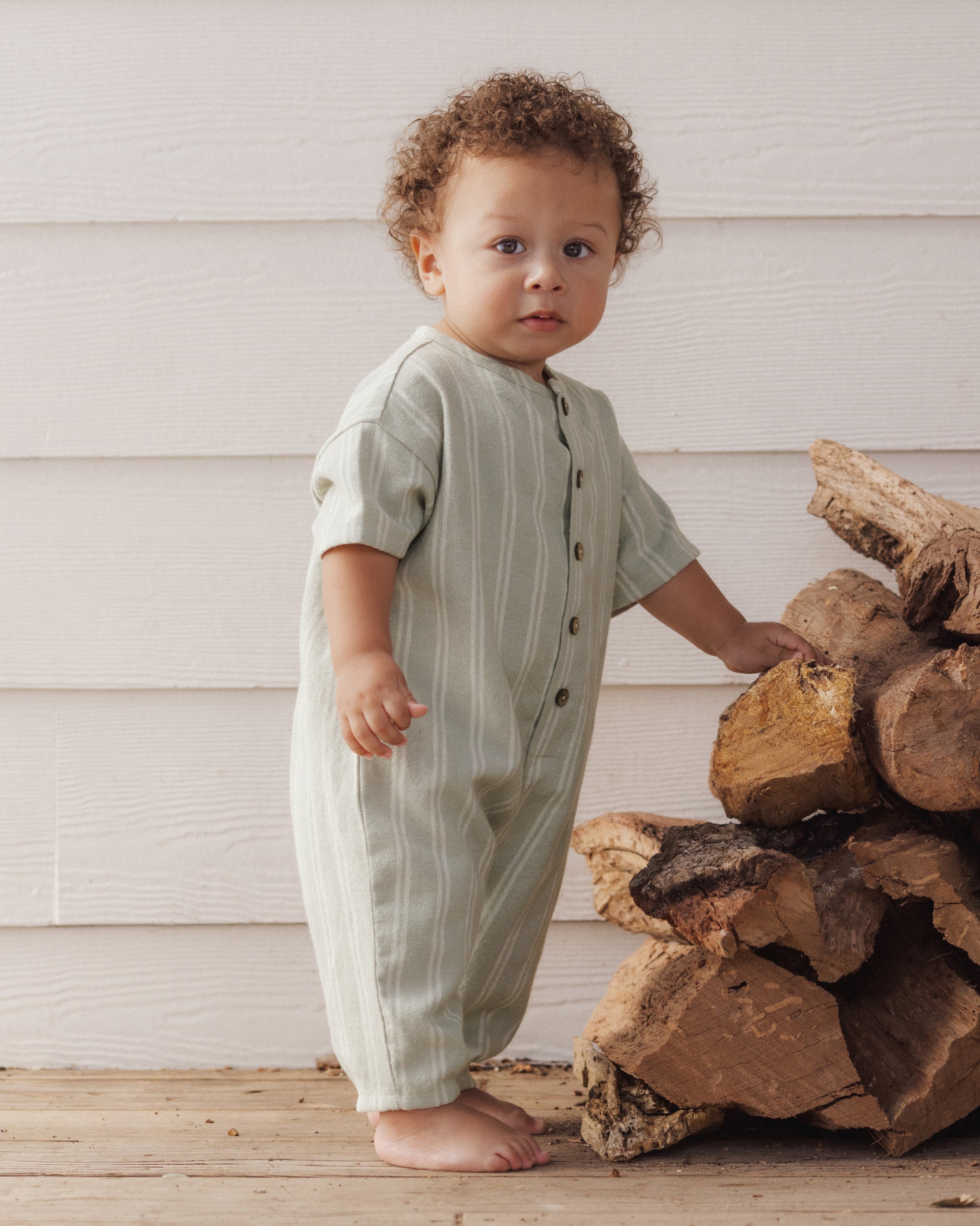 Hayes Jumpsuit Sage Pinstripe