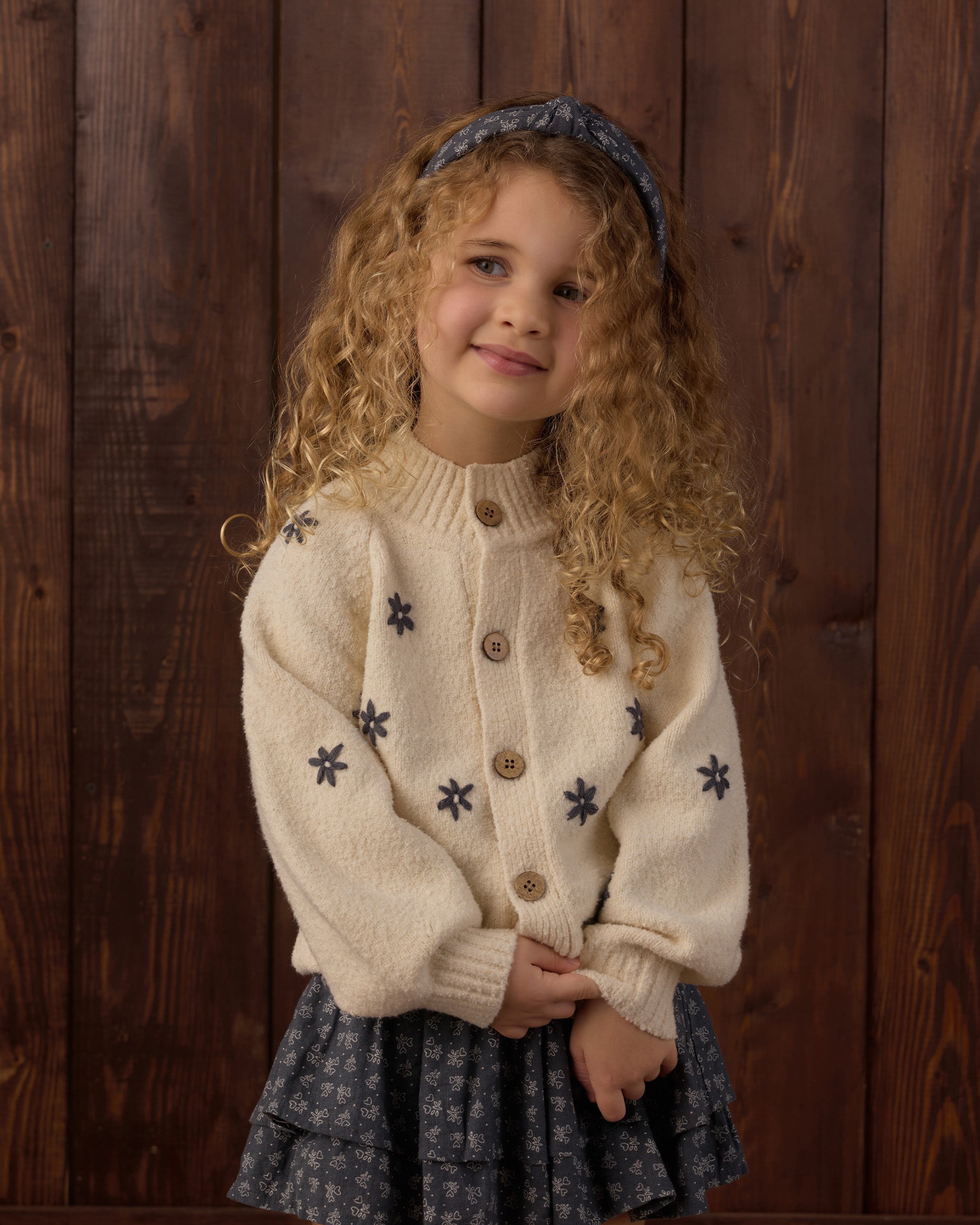 Tulip Cardigan Midnight Daisies