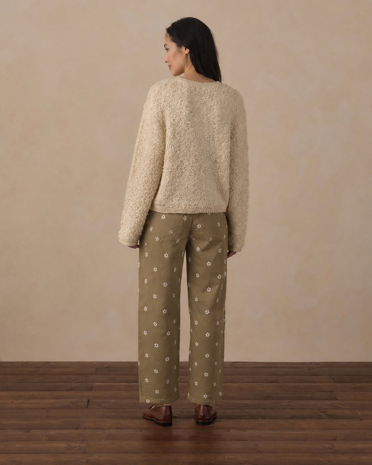 Women's Barrel Denim Embroidered Daisies