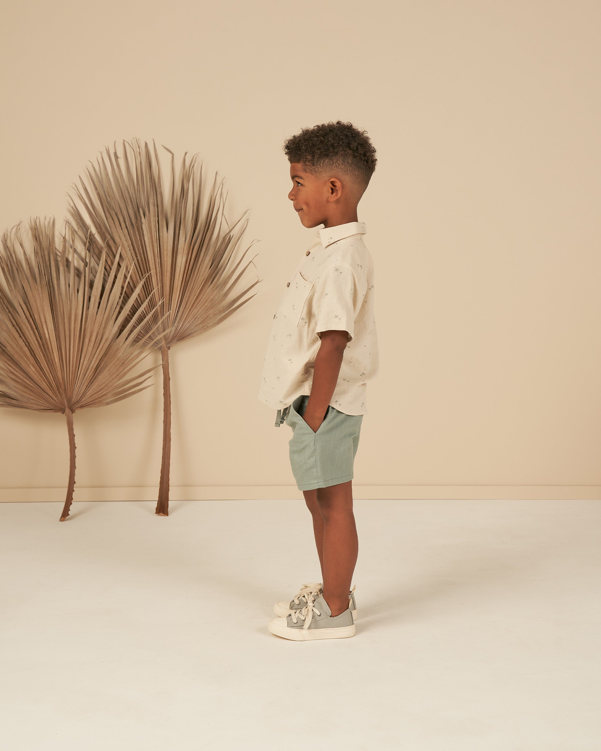 Collared Short Sleeve Shirt || Palm - Rylee + Cru | Kids Clothes | Trendy Baby Clothes | Modern Infant Outfits |
