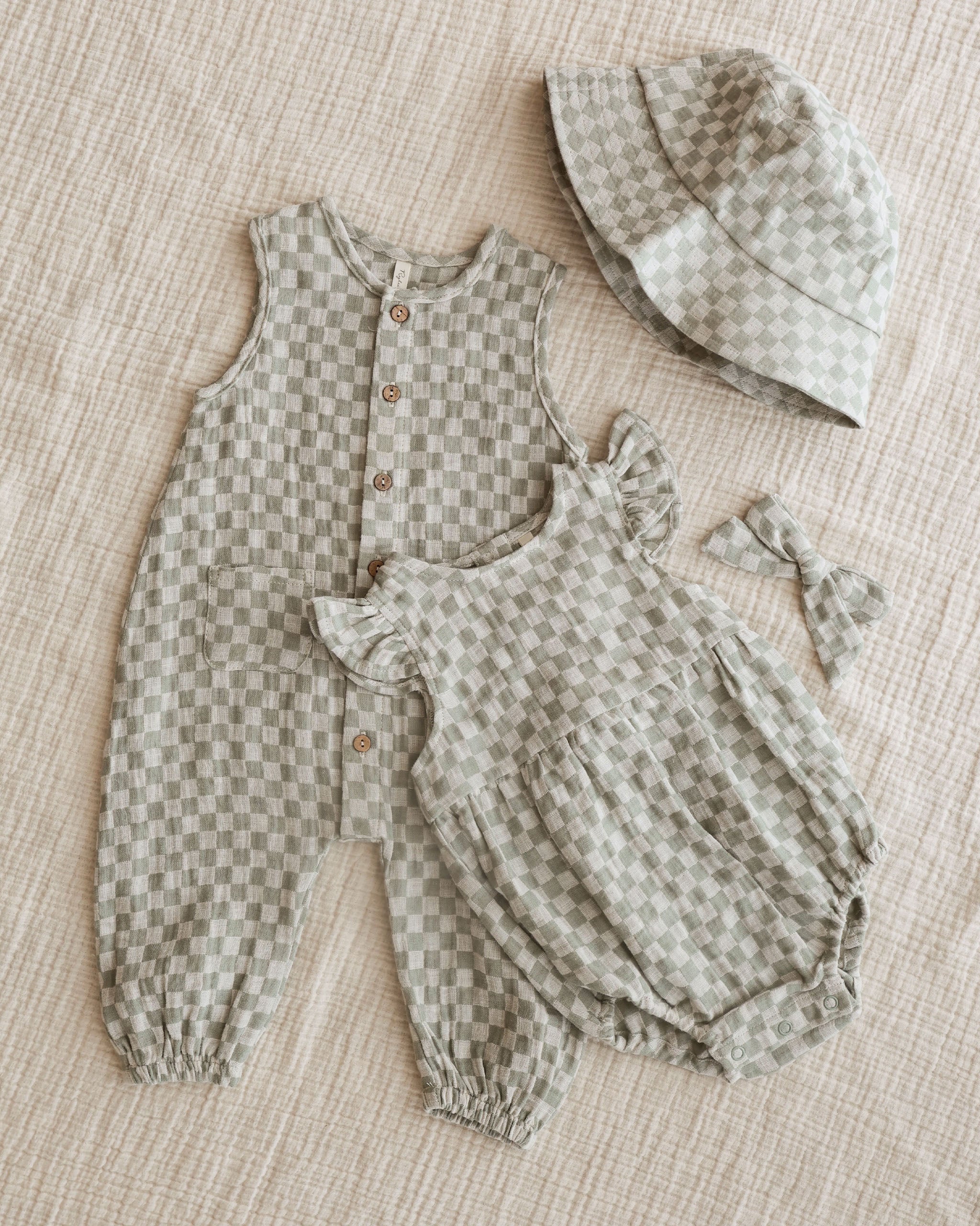 Amelia Romper || Sage Check