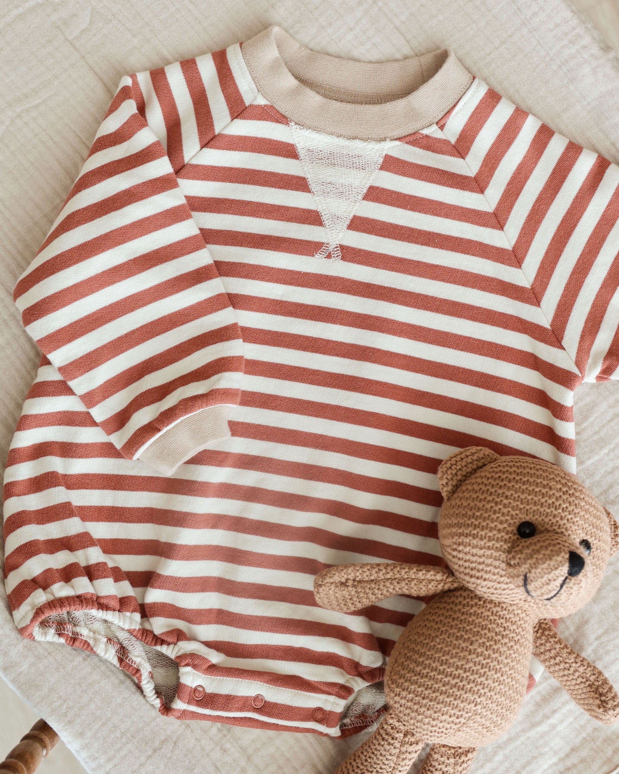 Crewneck Romper || Poppy Stripe