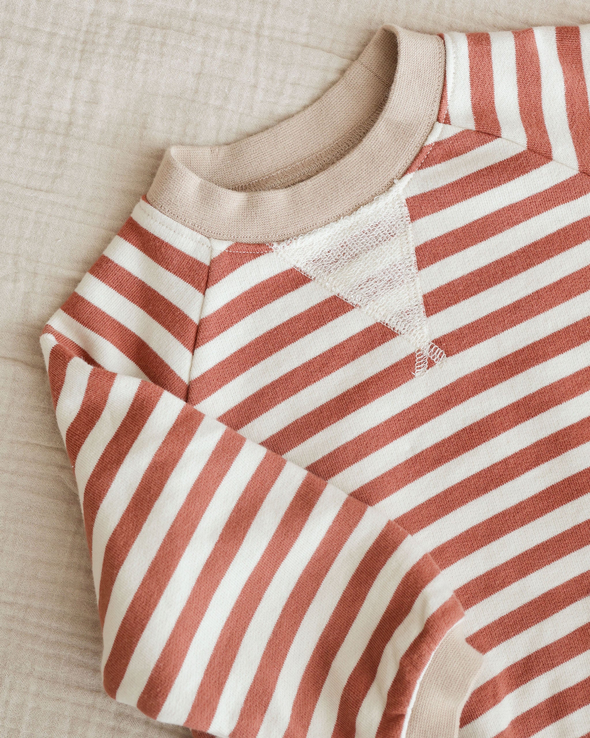 Crewneck Romper || Poppy Stripe