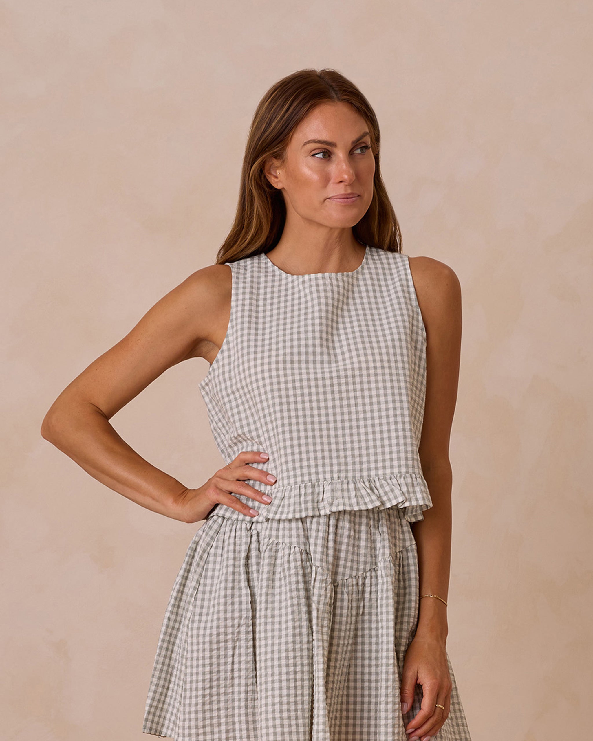 Oceanside Top | Eucalyptus Gingham