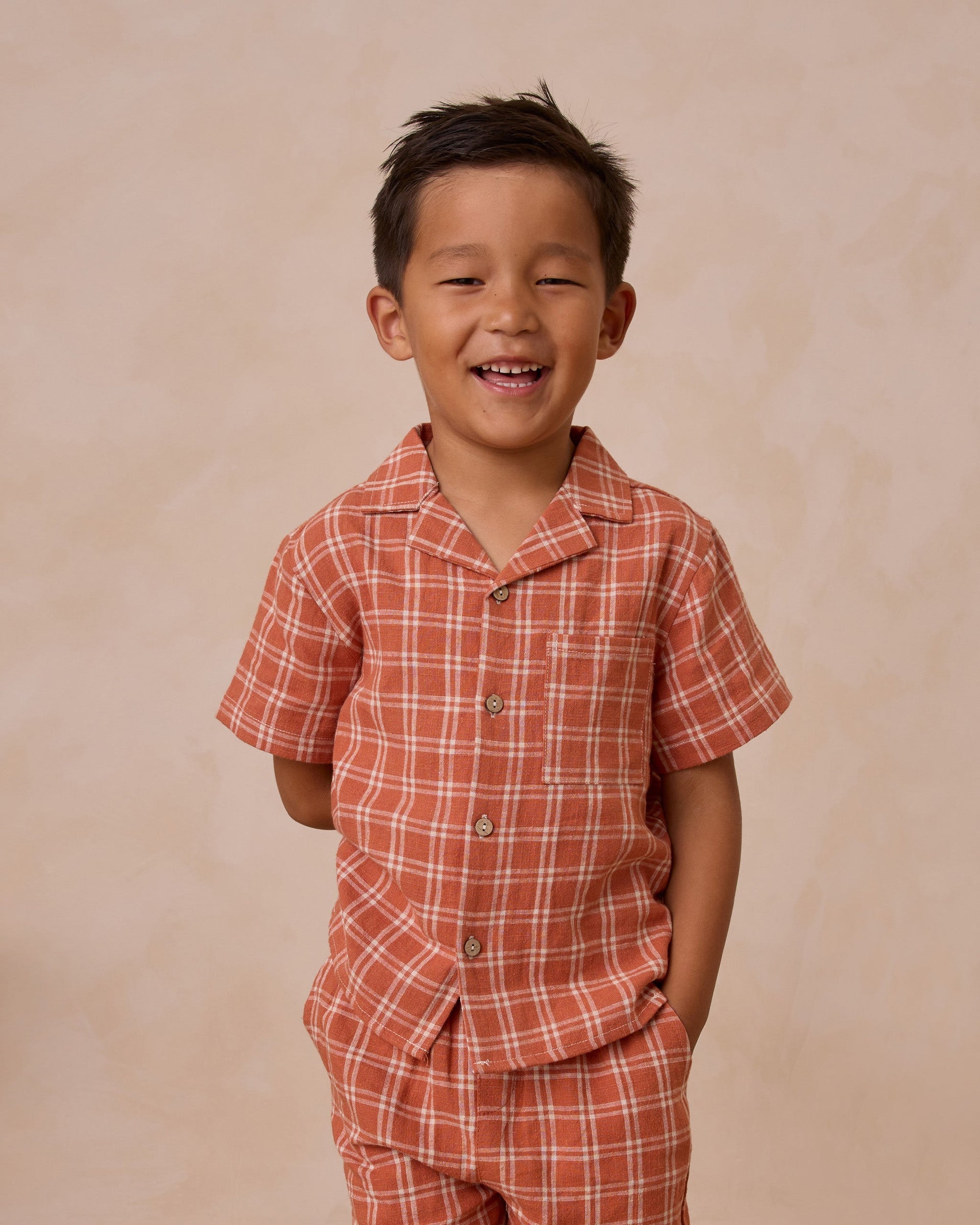 RYLEE + CRU LAPEL COLLAR SHIRT POPPY GINGHAM main image 0