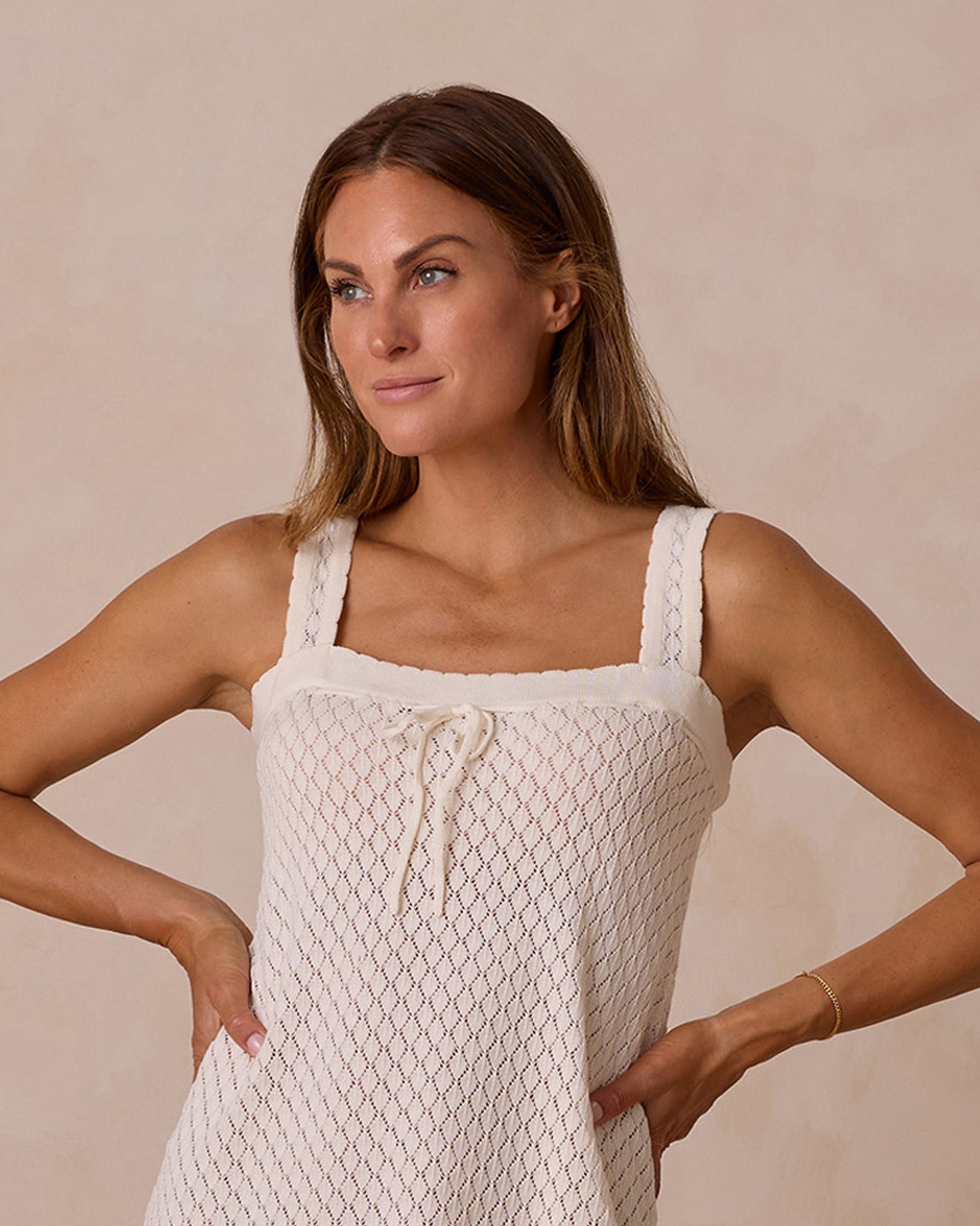 Crochet Tank Mini Dress || Ivory