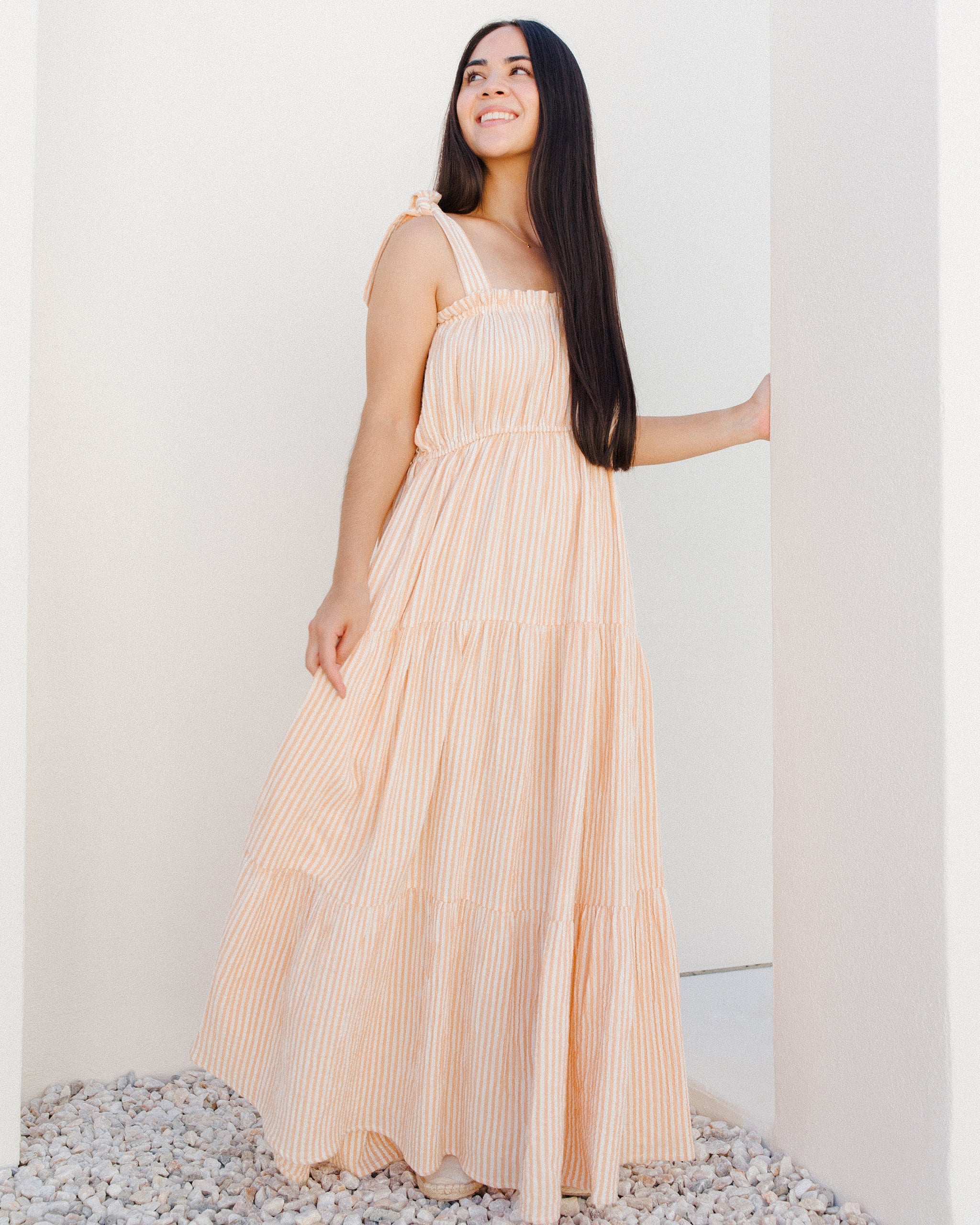 Delphina Dress | Grapefruit Stripe