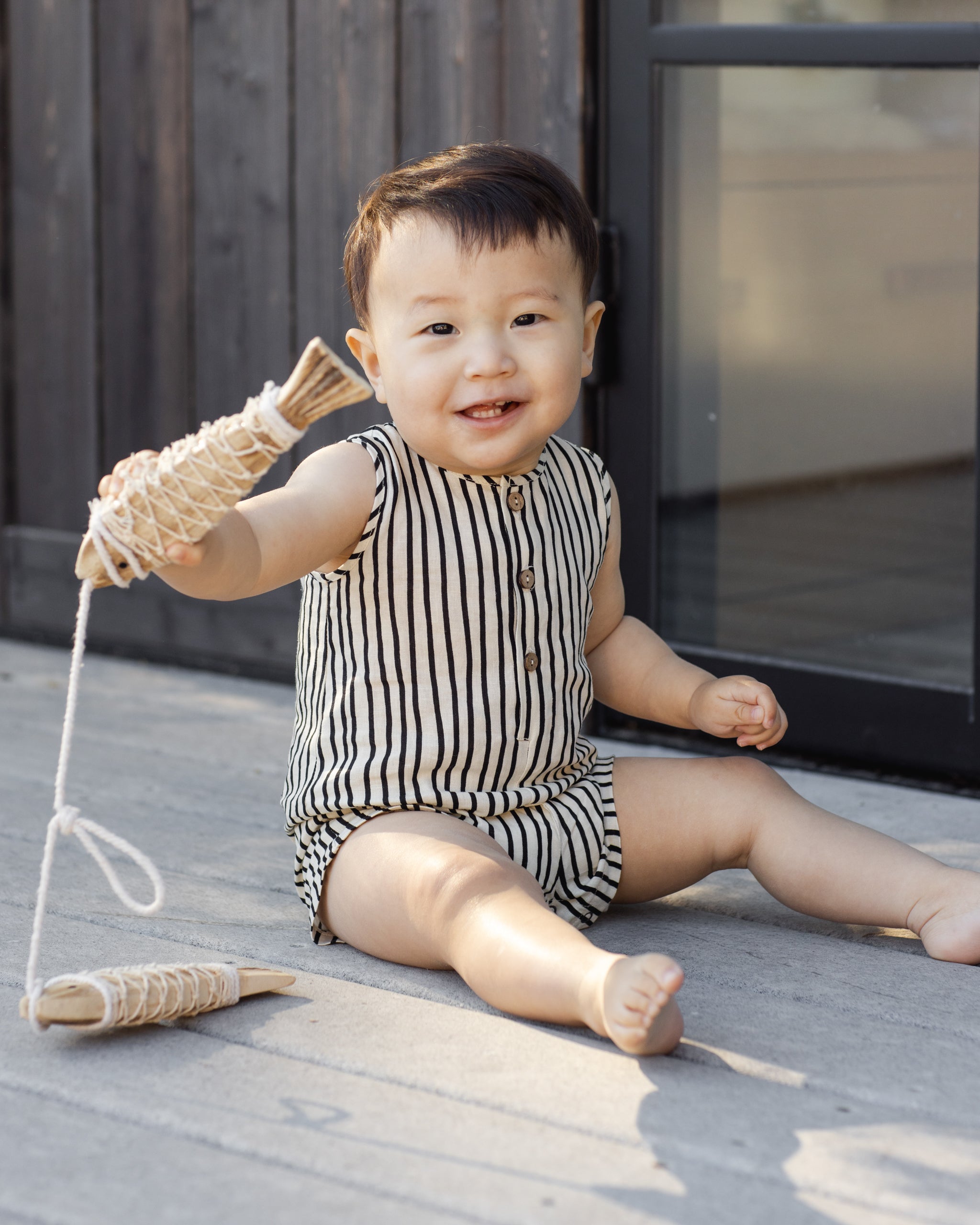Maverick Romper Wavy Stripe - Rylee + Cru | Kids Clothes | Trendy Baby Clothes | Modern Infant Outfits |