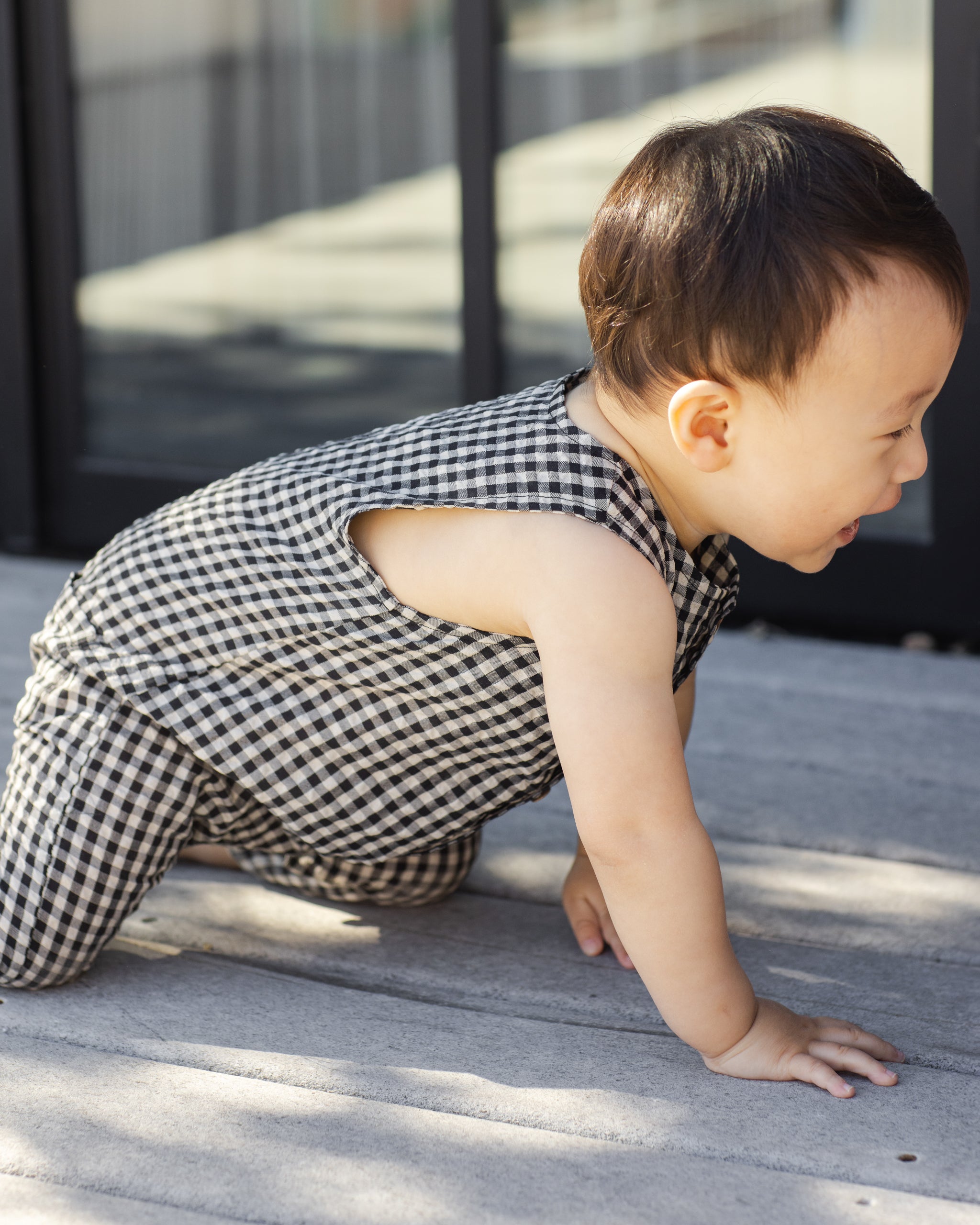 Button Jumpsuit Black Check - Rylee + Cru | Kids Clothes | Trendy Baby Clothes | Modern Infant Outfits |