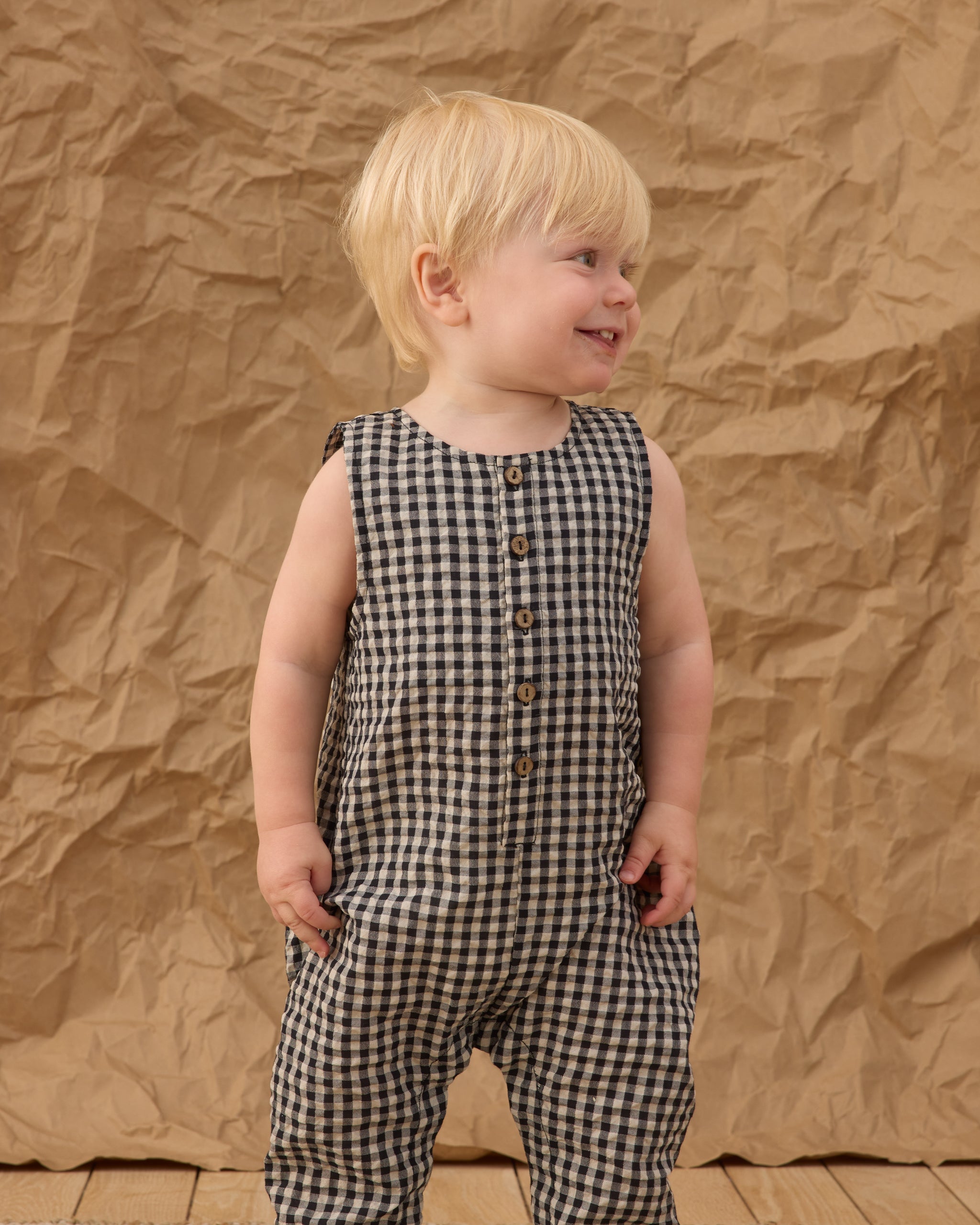 Button Jumpsuit Black Check - Rylee + Cru | Kids Clothes | Trendy Baby Clothes | Modern Infant Outfits |