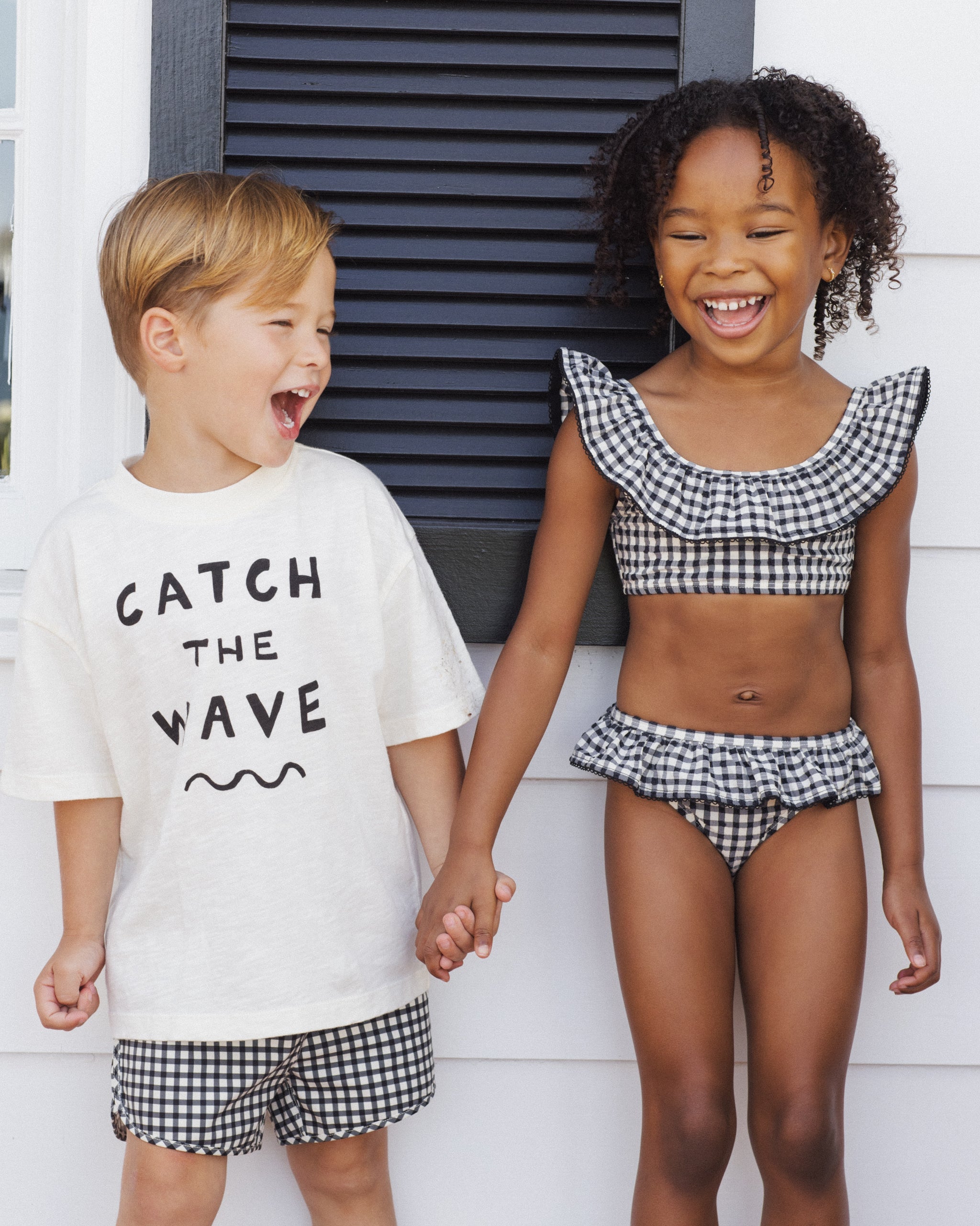 Swim Trunk Black Gingham - Rylee + Cru | Kids Clothes | Trendy Baby Clothes | Modern Infant Outfits |