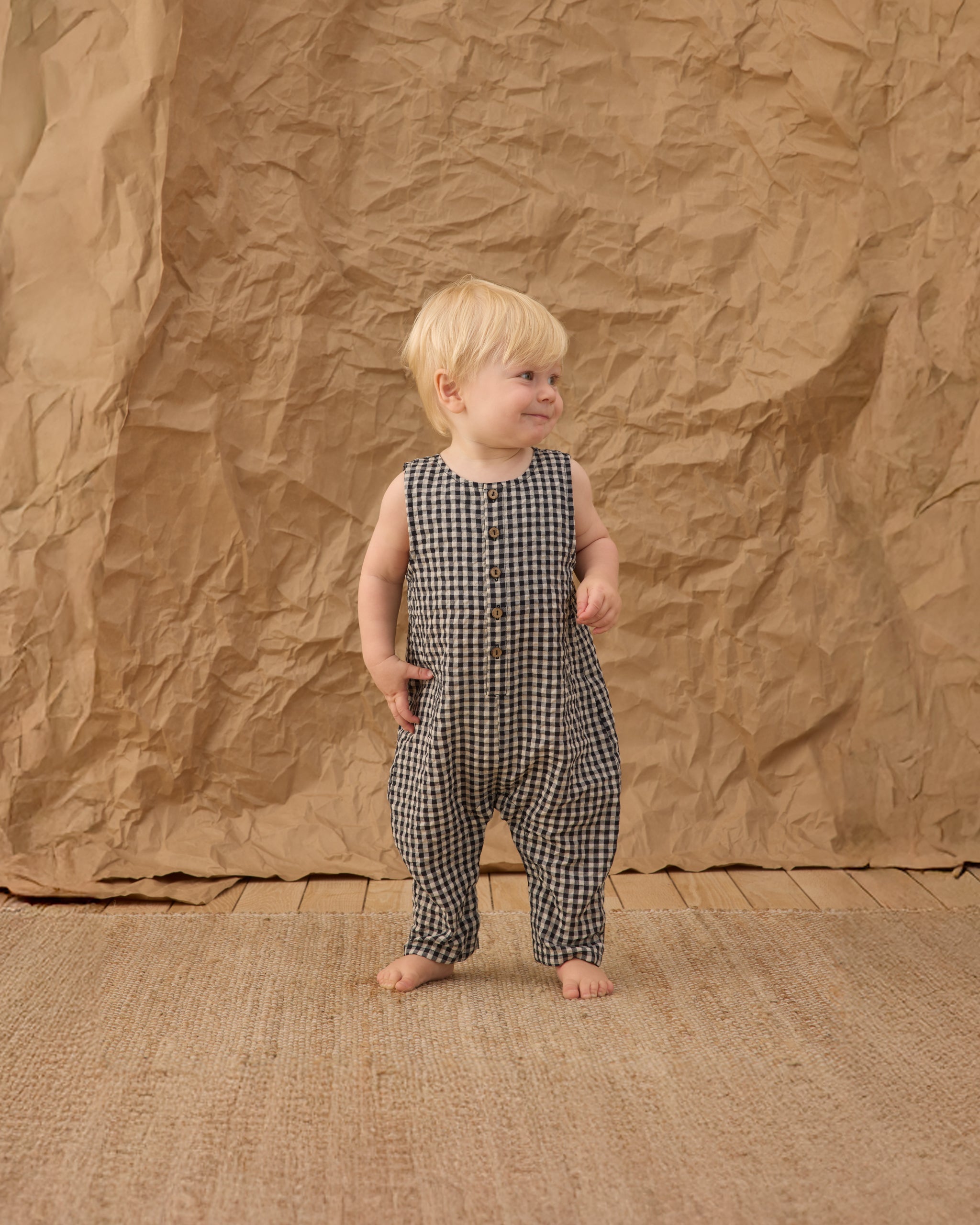 Button Jumpsuit Black Check - Rylee + Cru | Kids Clothes | Trendy Baby Clothes | Modern Infant Outfits |
