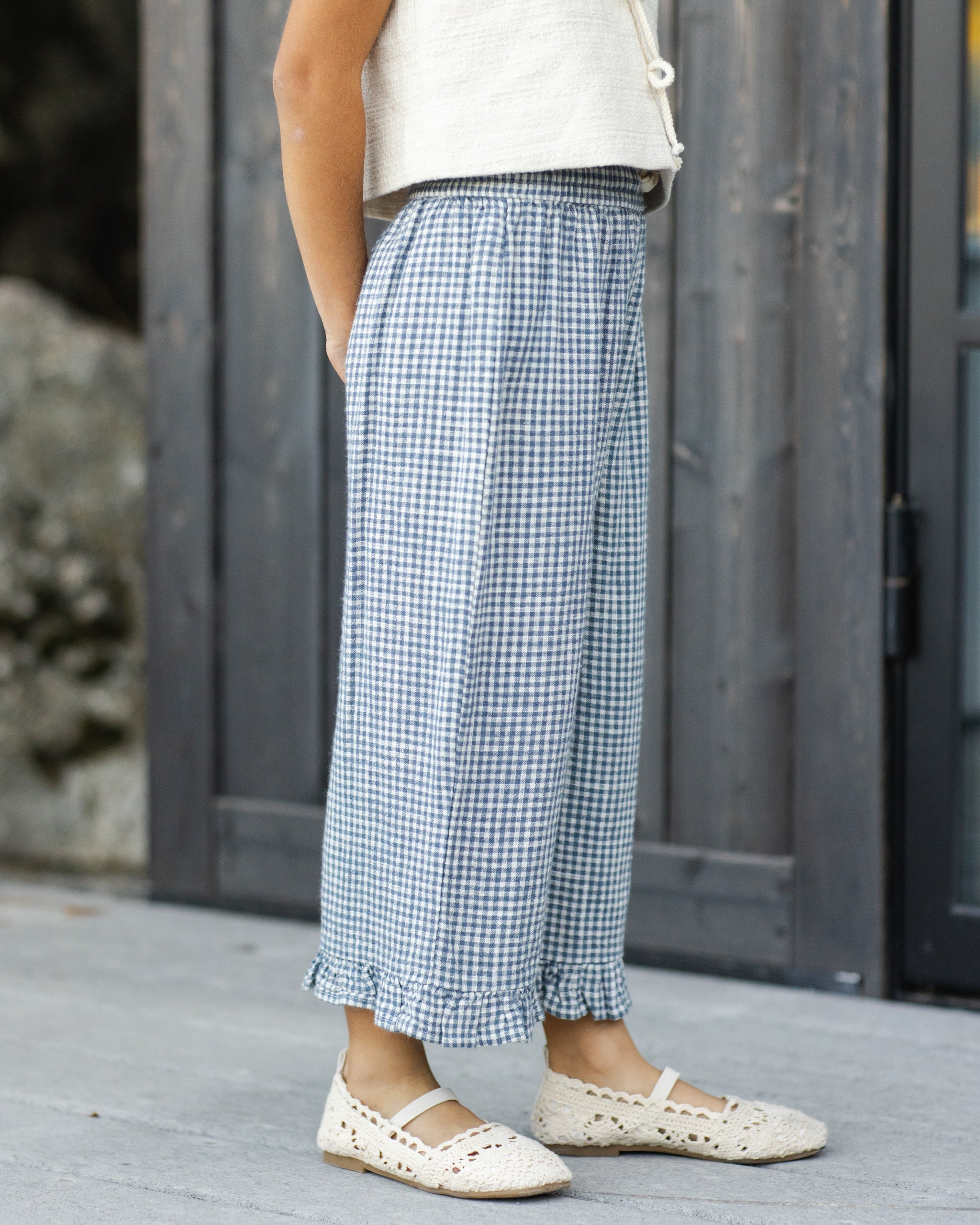 Wide Leg Pant Marine Gingham