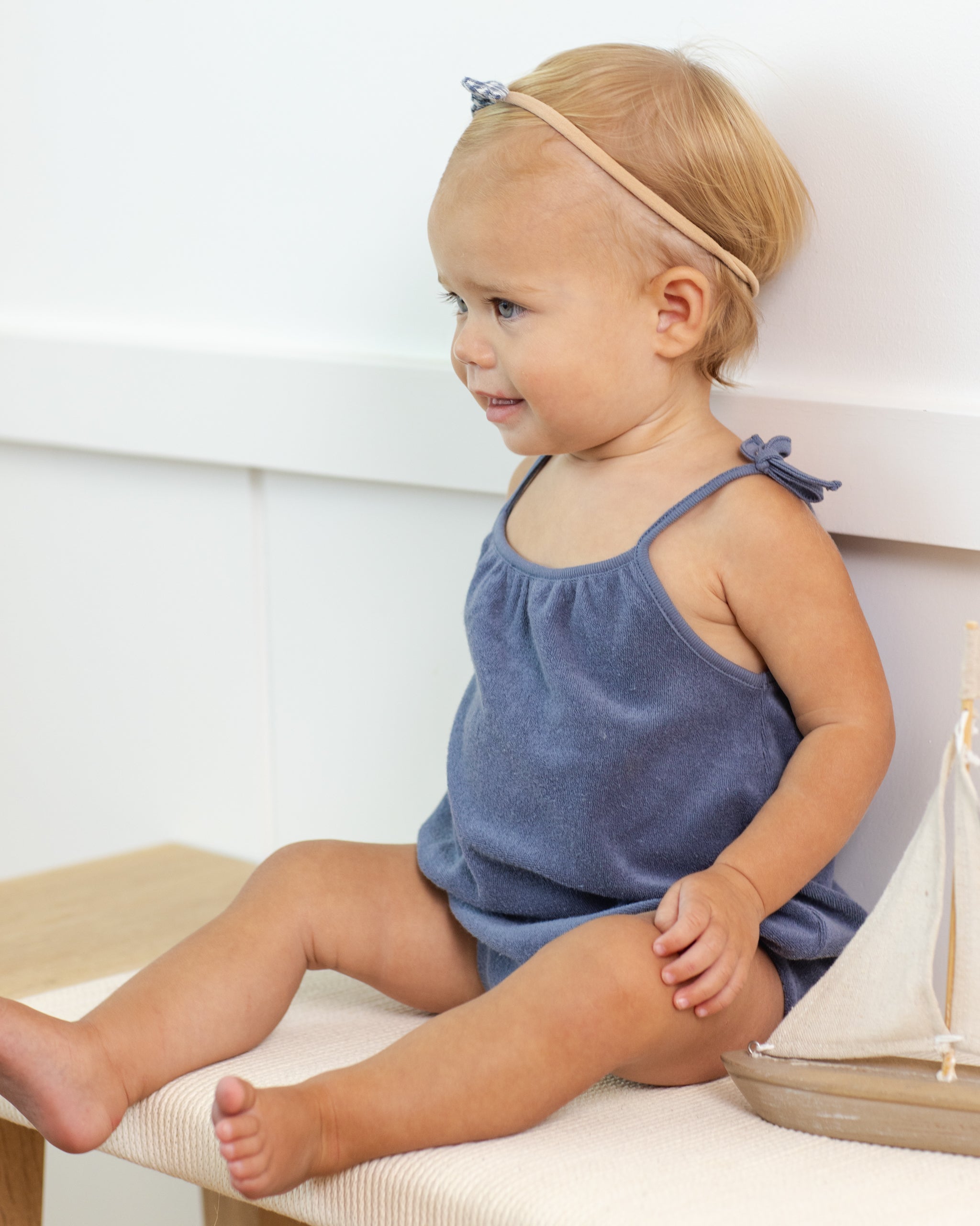 Little Knot Headband Marine Gingham