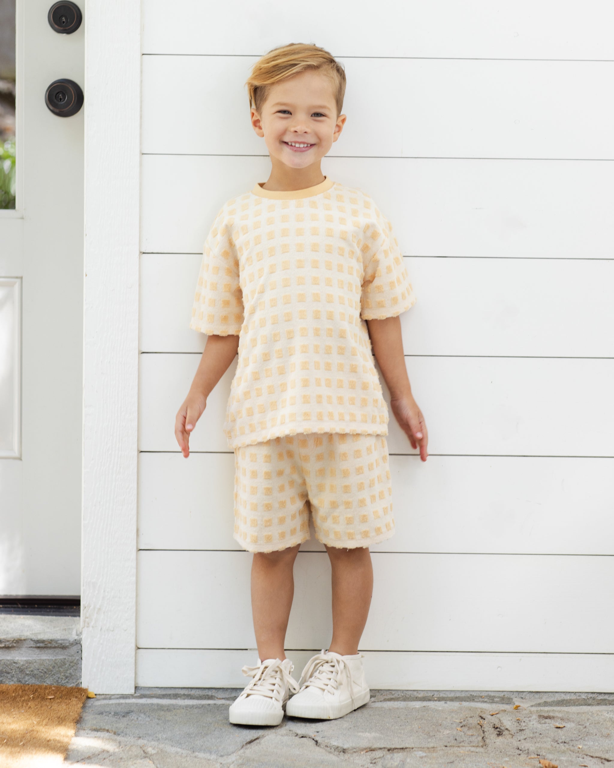 Terry Boys Short Butterscotch Grid