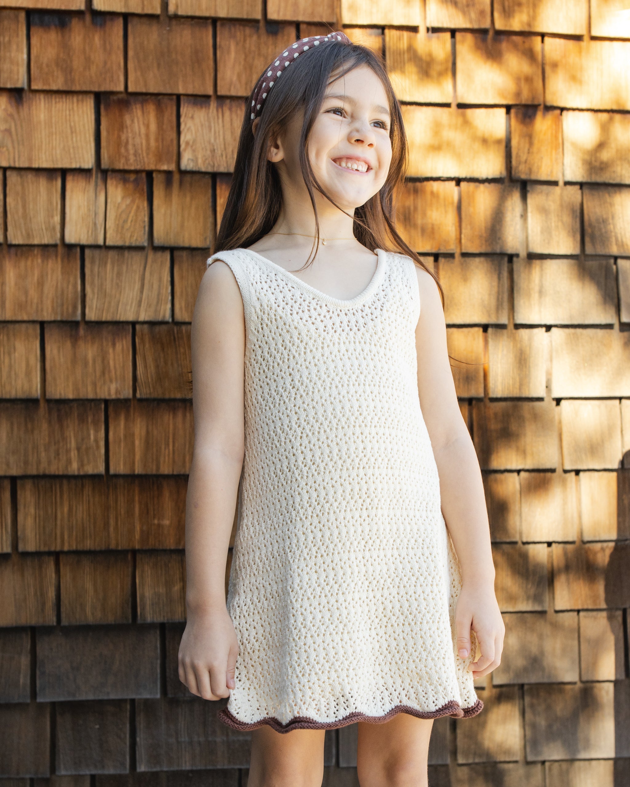 Crochet Tank Mini Dress Natural