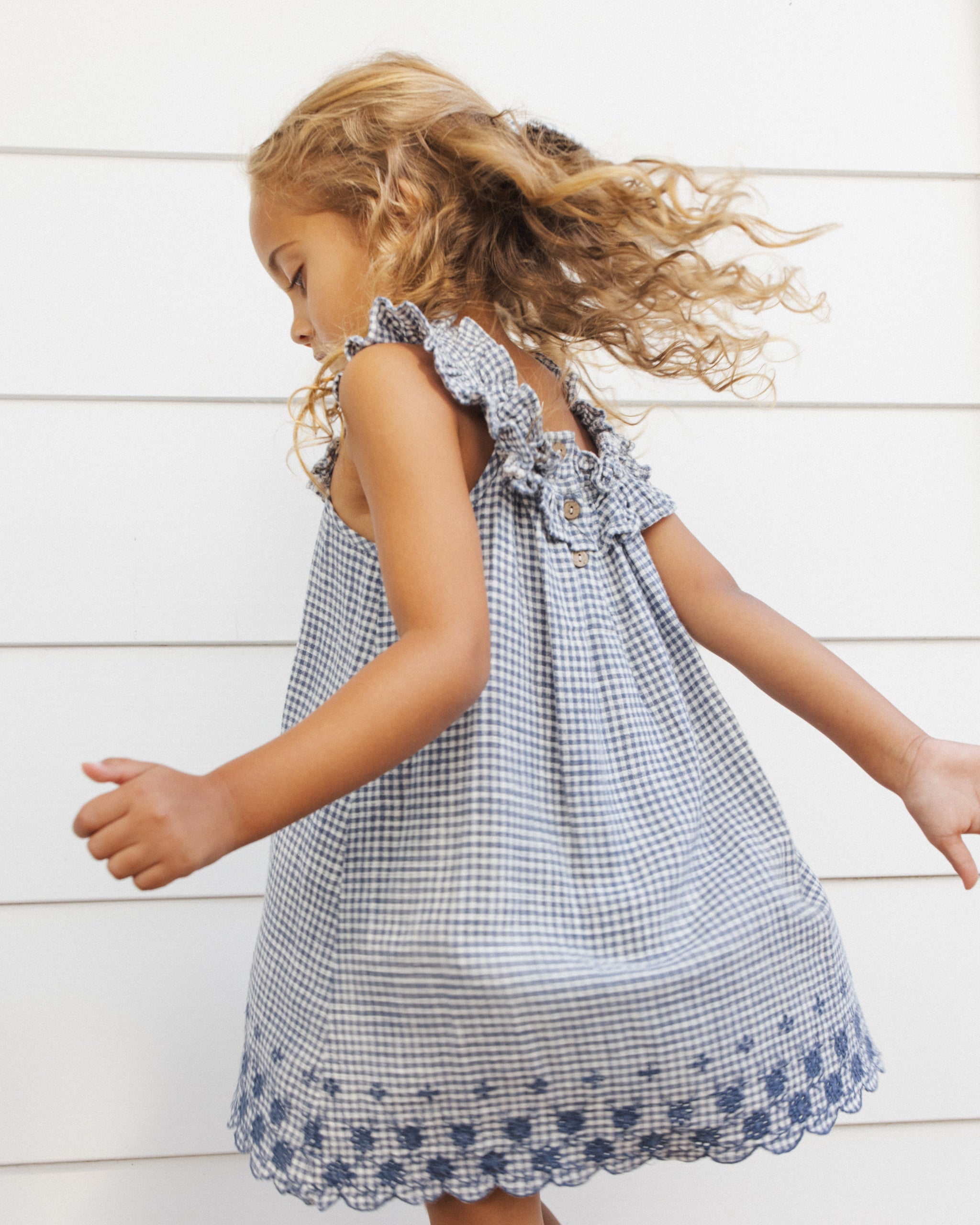 Lennon Dress Marine Gingham