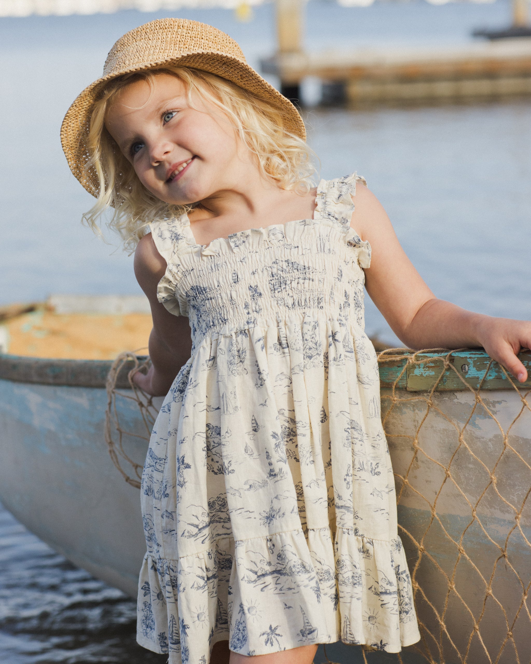 Sutton Dress Ocean Toile