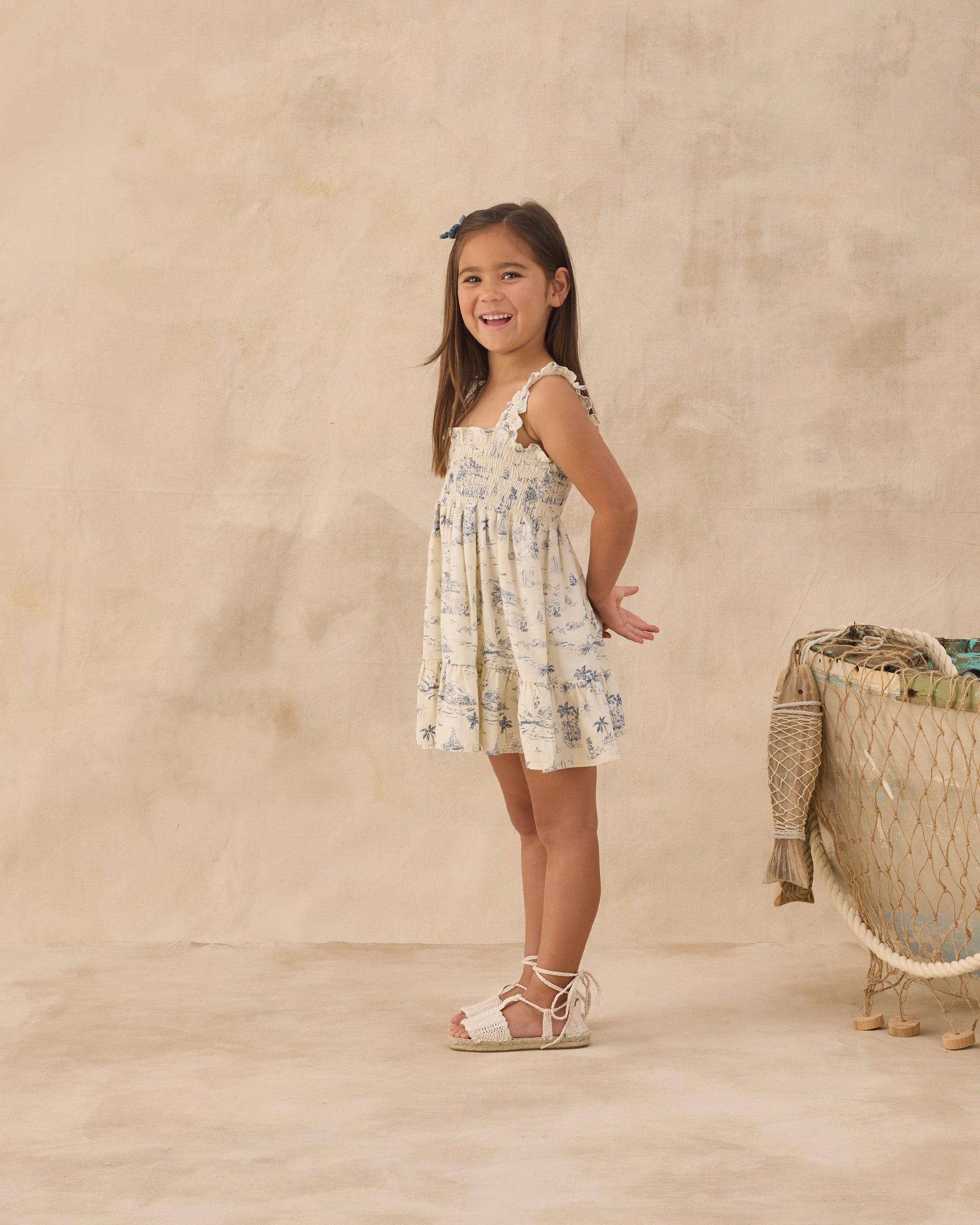 Sutton Dress Ocean Toile