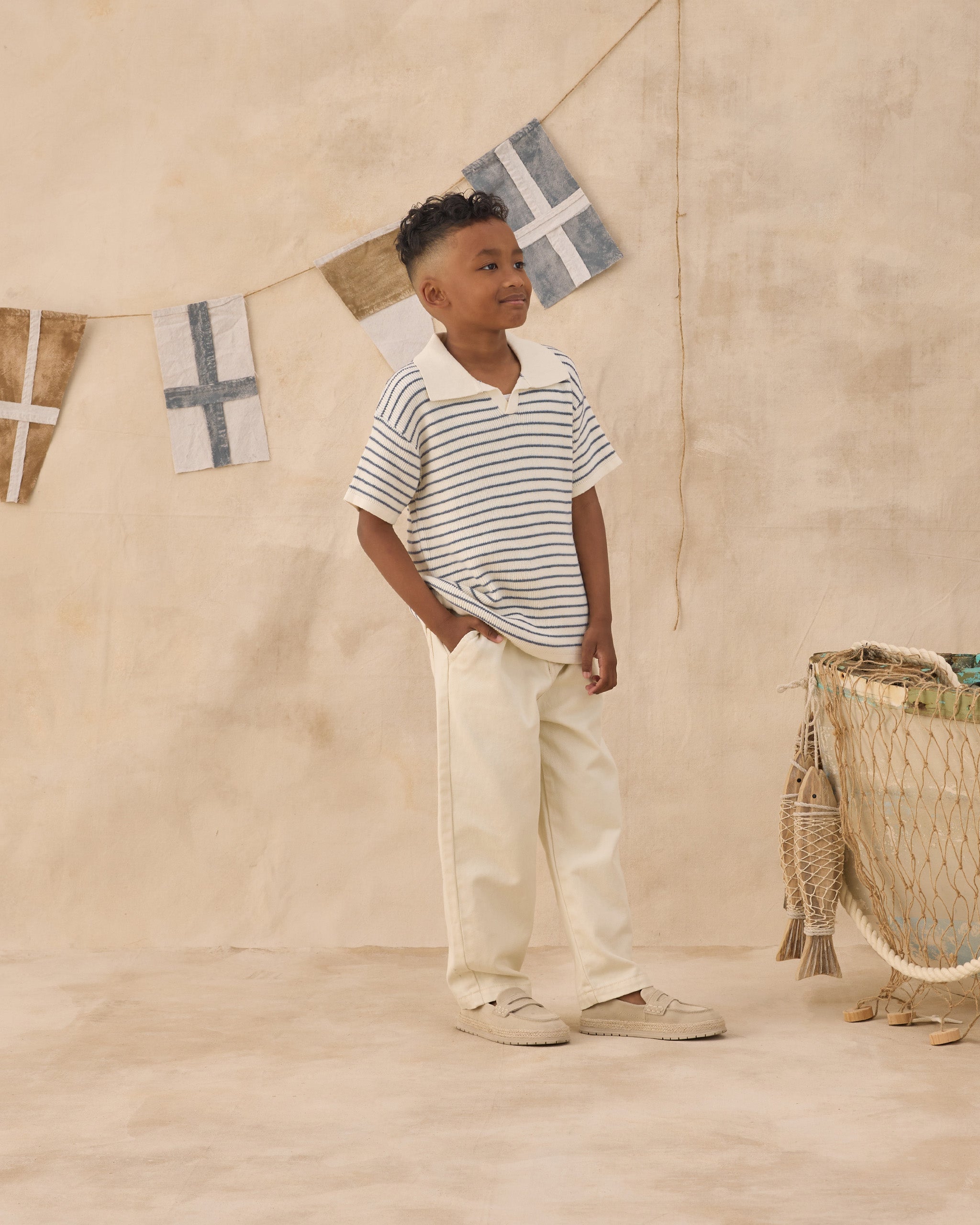 Chandler Knit Polo Marine Stripe